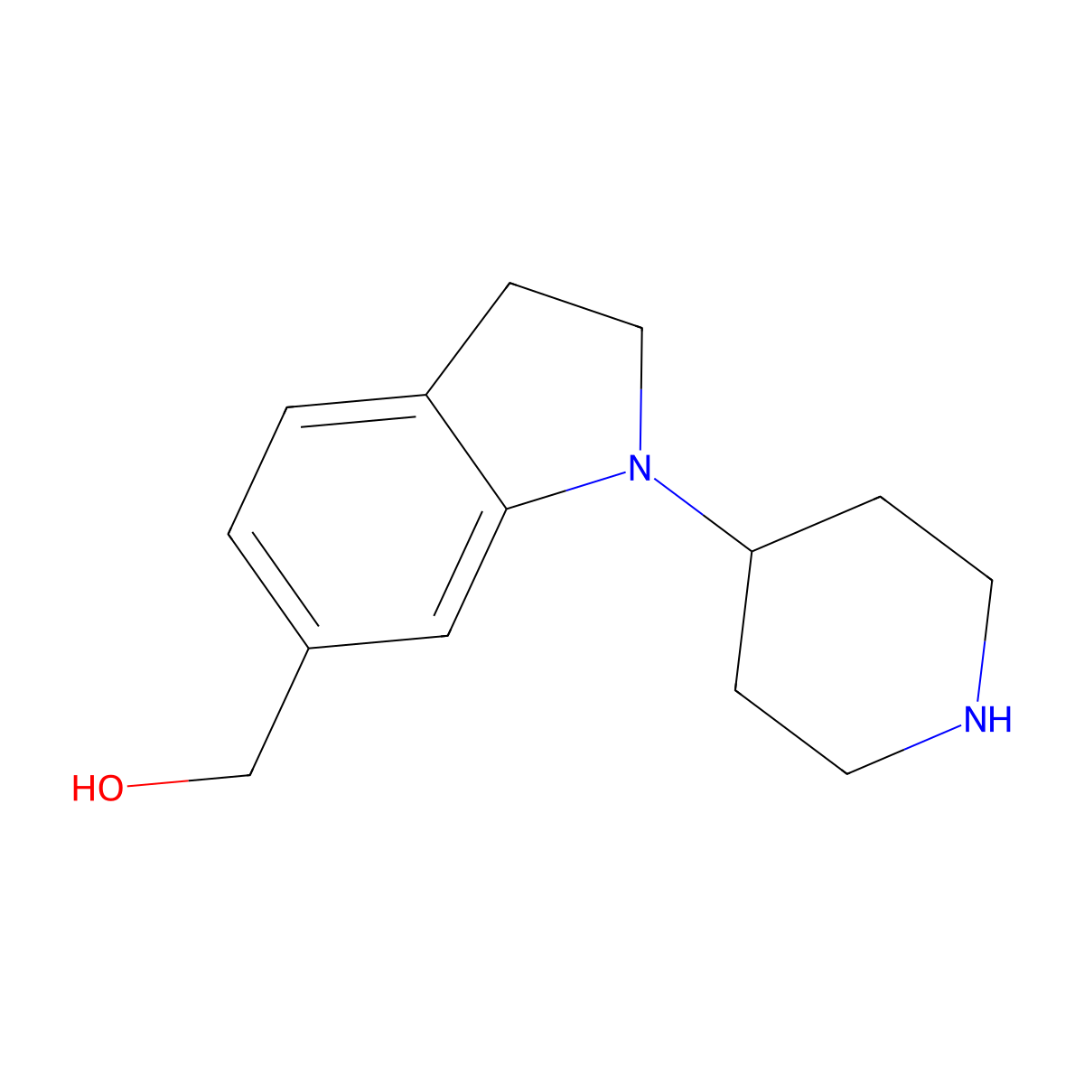 (1-(Piperidin-4-yl)indolin-6-yl)methanol molecular structure, CAS 2098004-39-6