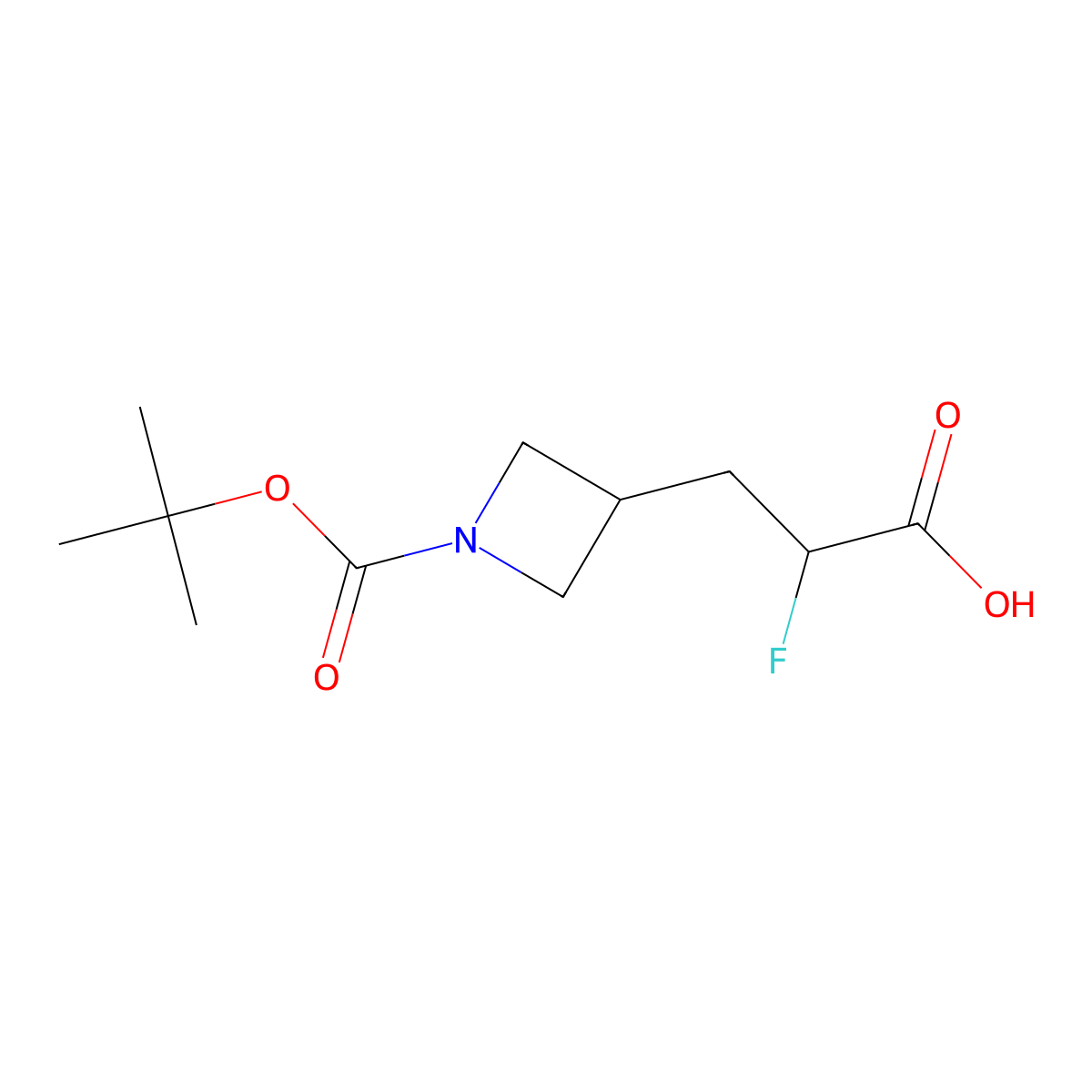 3-{1-[(Tert-butoxy)carbonyl]azetidin-3-yl}-2-fluoropropanoic acid molecular structure, CAS 2098007-41-9