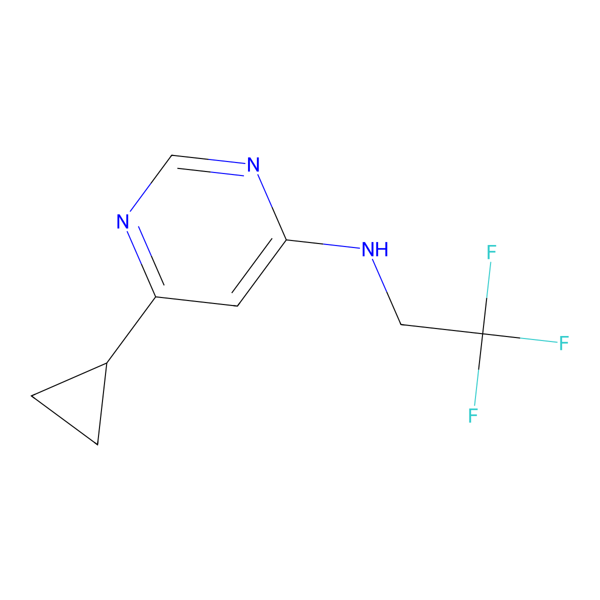 6-cyclopropyl-N-(2,2,2-trifluoroethyl)pyrimidin-4-amine molecular structure, CAS 2098009-81-3