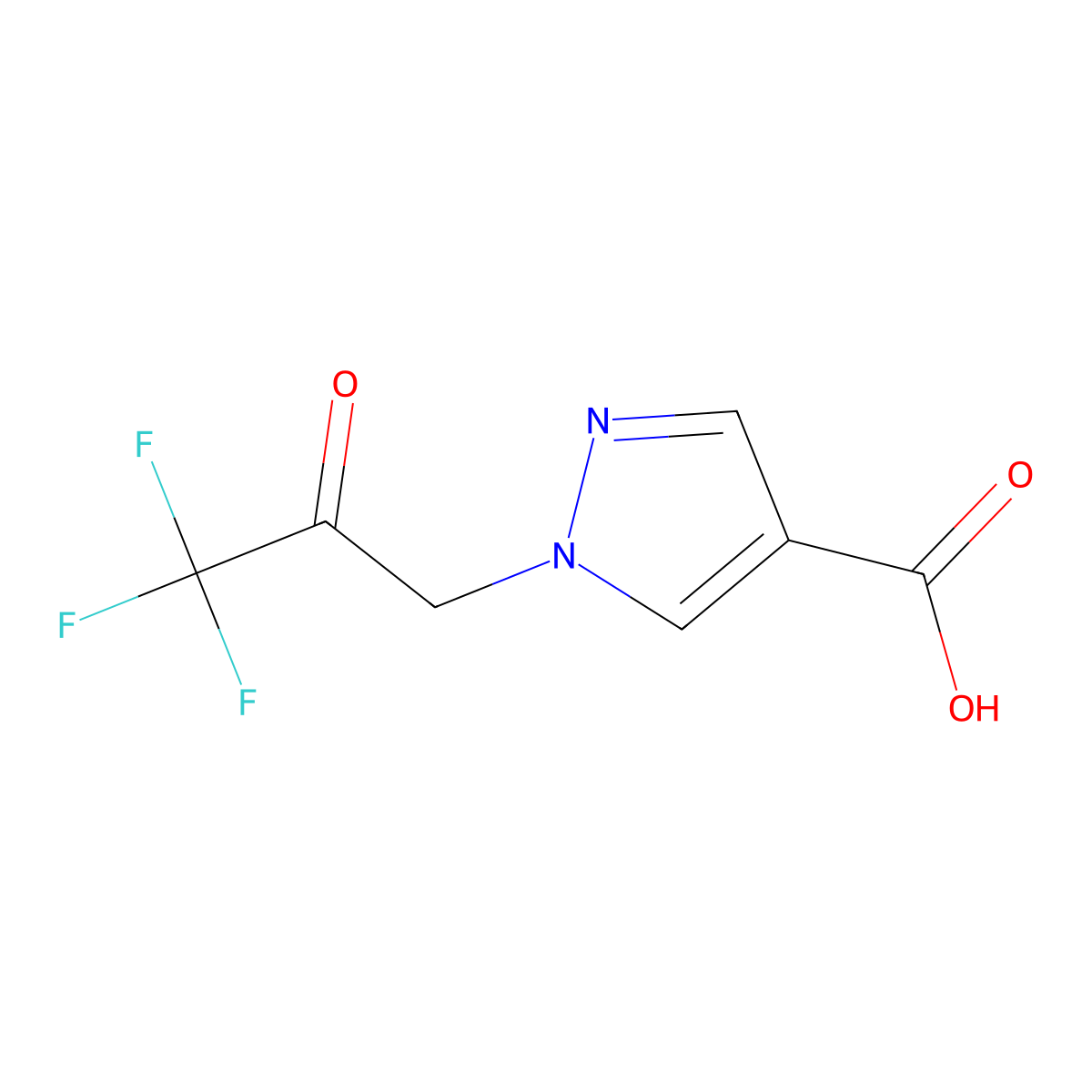 1-(3,3,3-trifluoro-2-oxopropyl)-1H-pyrazole-4-carboxylic acid molecular structure, CAS 2098011-73-3