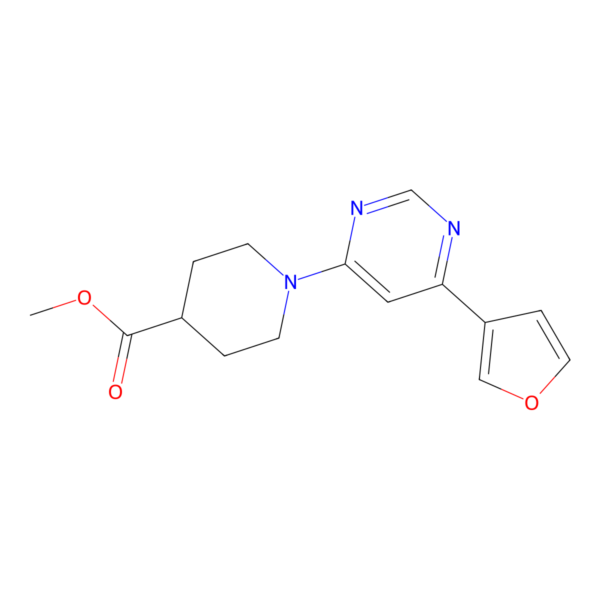 Methyl 1-[6-(furan-3-yl)pyrimidin-4-yl]piperidine-4-carboxylate molecular structure, CAS 2098013-95-5
