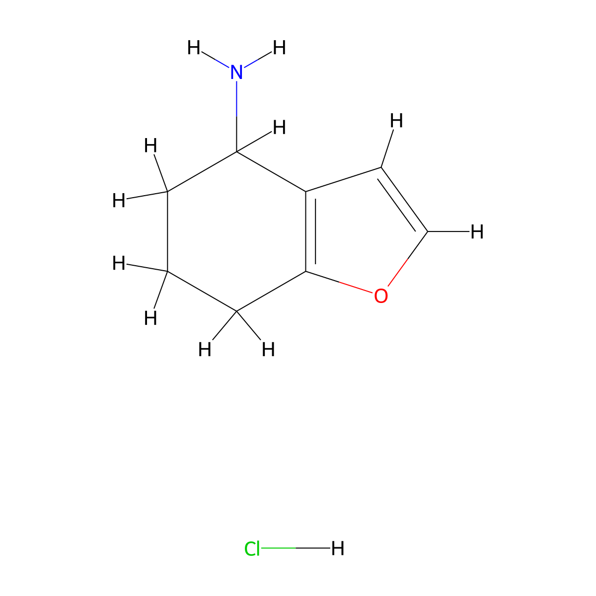 4,5,6,7-Tetrahydro-1-benzofuran-4-amine hydrochloride molecular structure, CAS 2098015-42-8