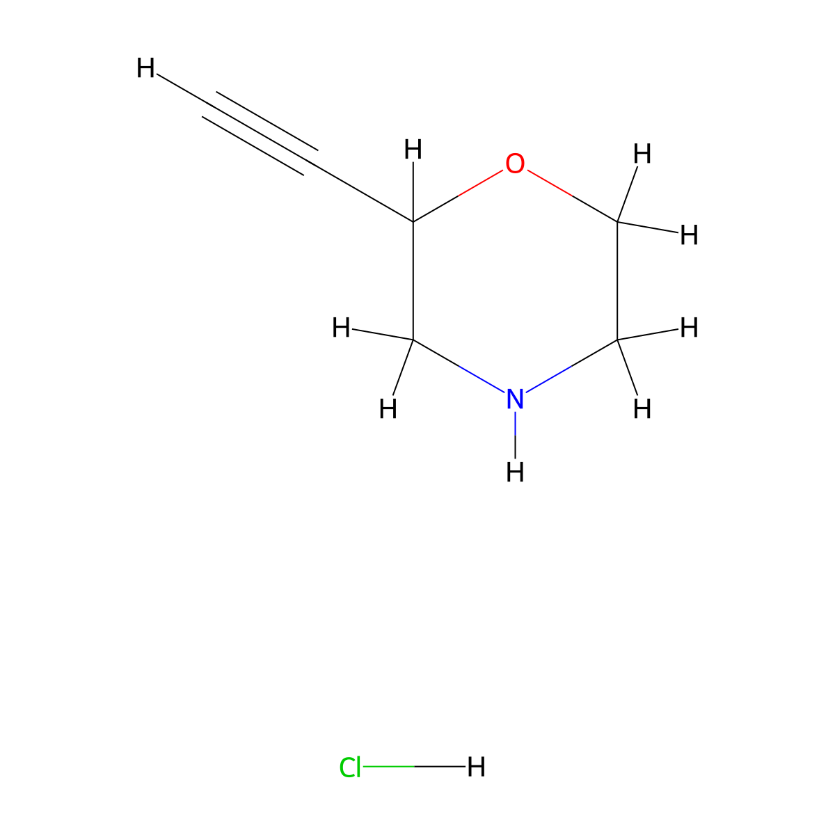 2-Ethynylmorpholine hydrochloride molecular structure, CAS 2098017-01-5