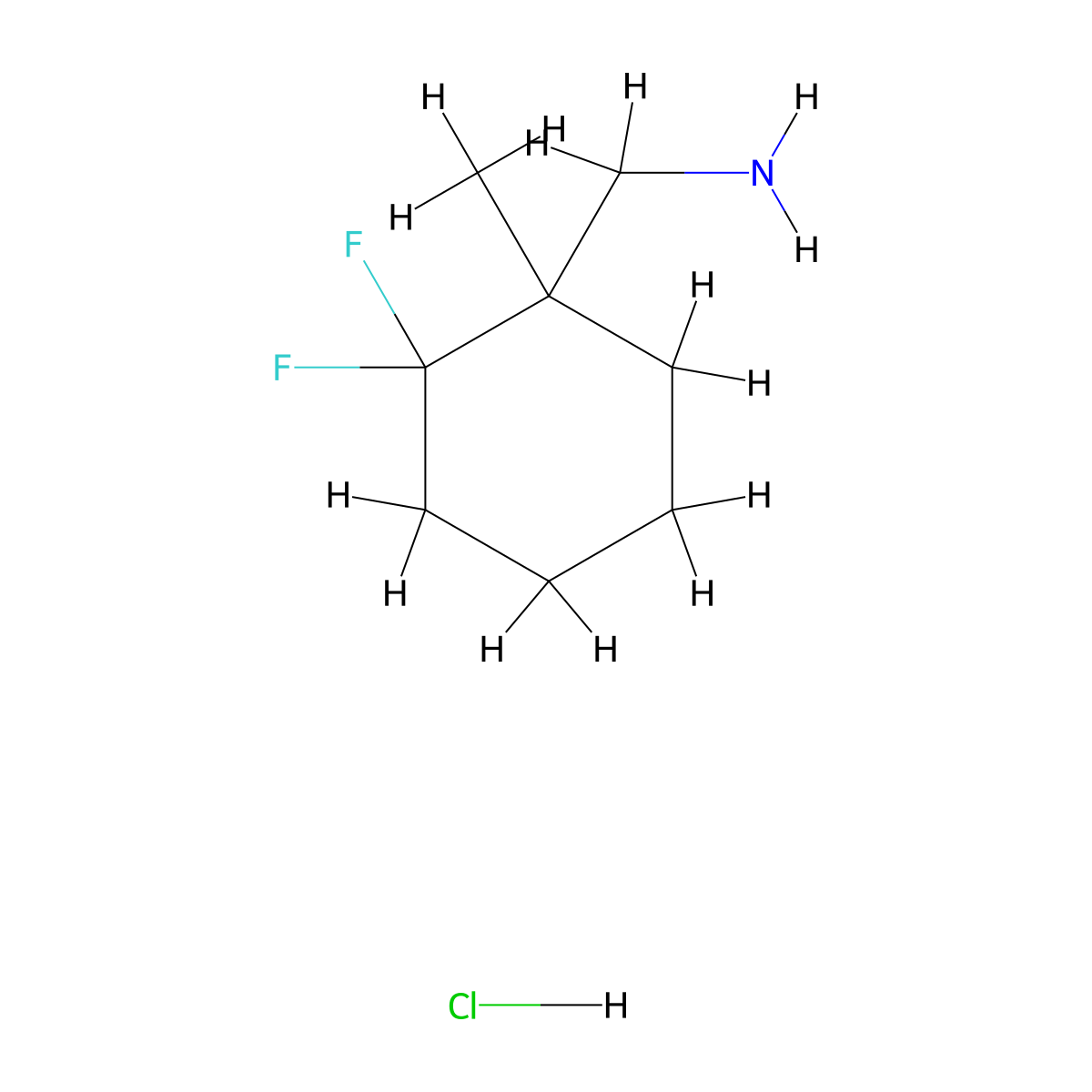 (2,2-Difluoro-1-methylcyclohexyl)methanamine hydrochloride molecular structure, CAS 2098017-24-2