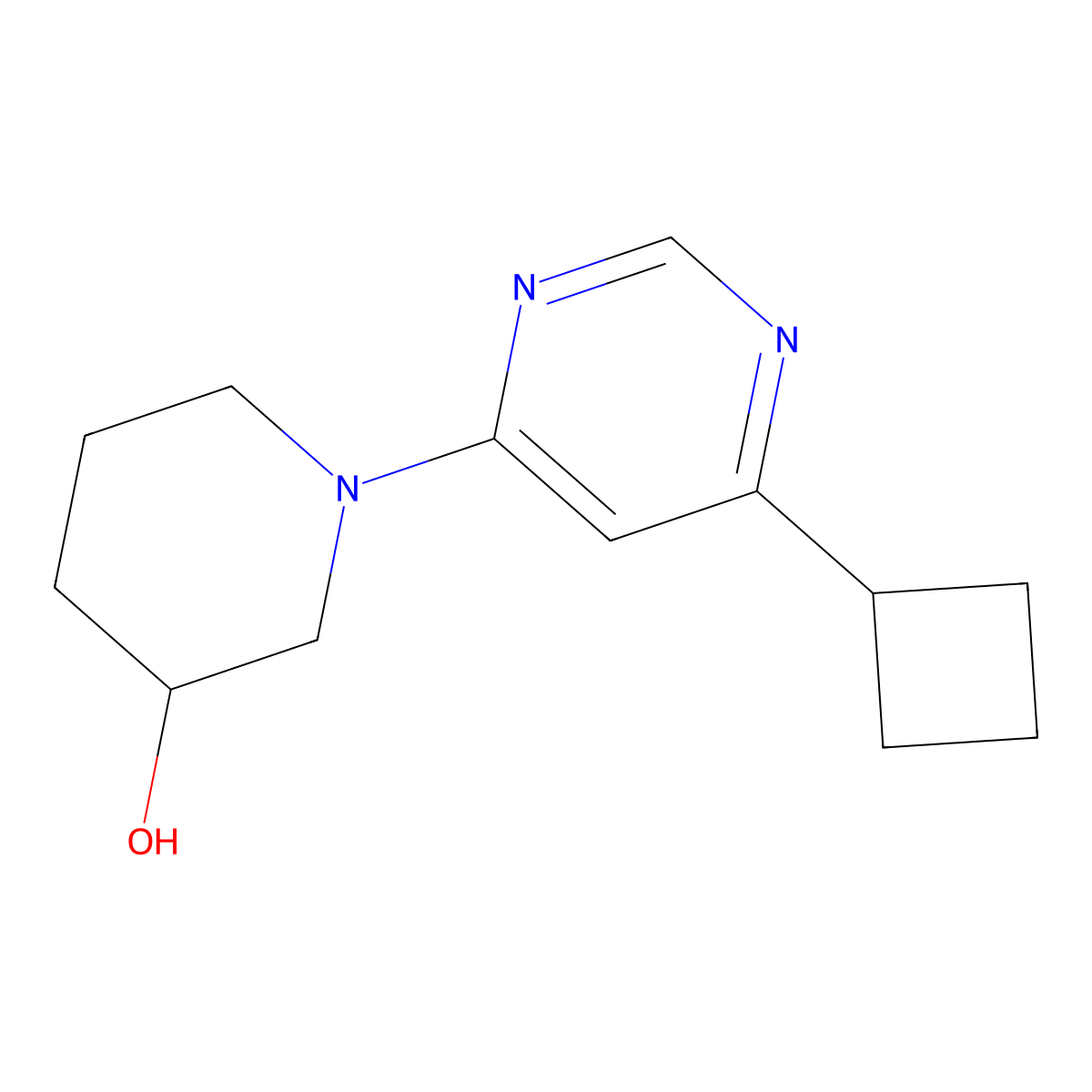 1-(6-Cyclobutylpyrimidin-4-yl)piperidin-3-ol molecular structure, CAS 2098017-74-2