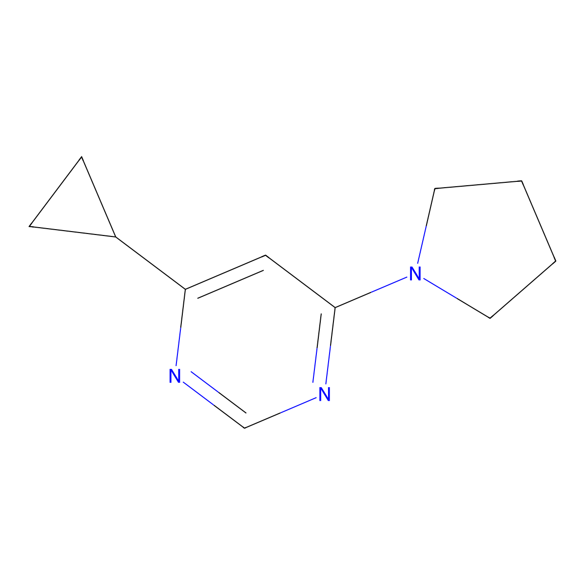 4-Cyclopropyl-6-(pyrrolidin-1-yl)pyrimidine molecular structure, CAS 2098017-80-0