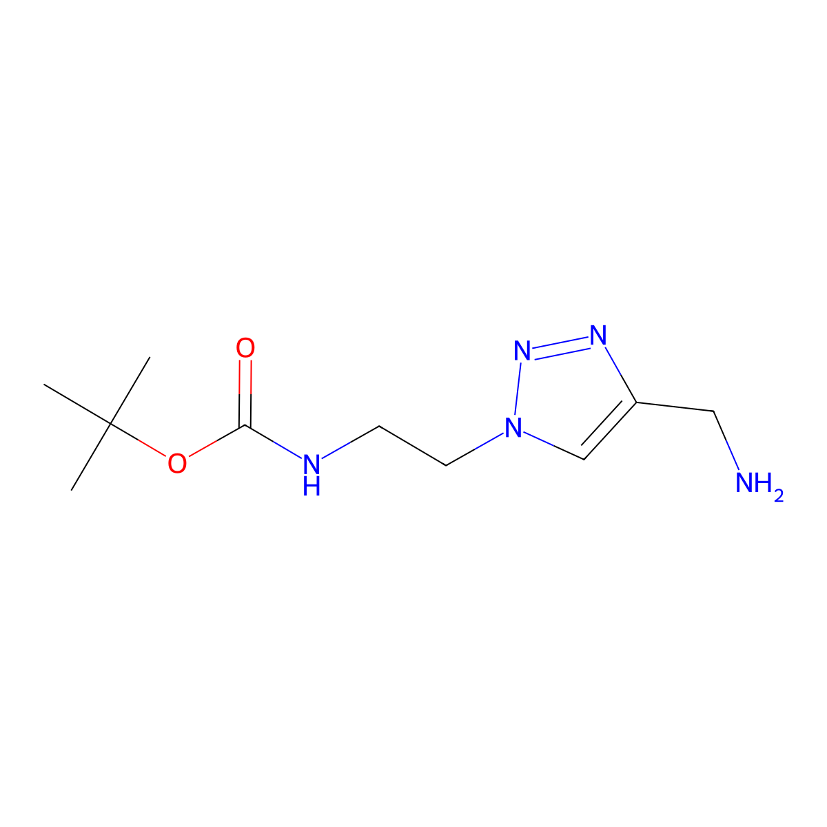 tert-butyl (2-(4-(aminomethyl)-1H-1,2,3-triazol-1-yl)ethyl)carbamate molecular structure, CAS 2098017-81-1