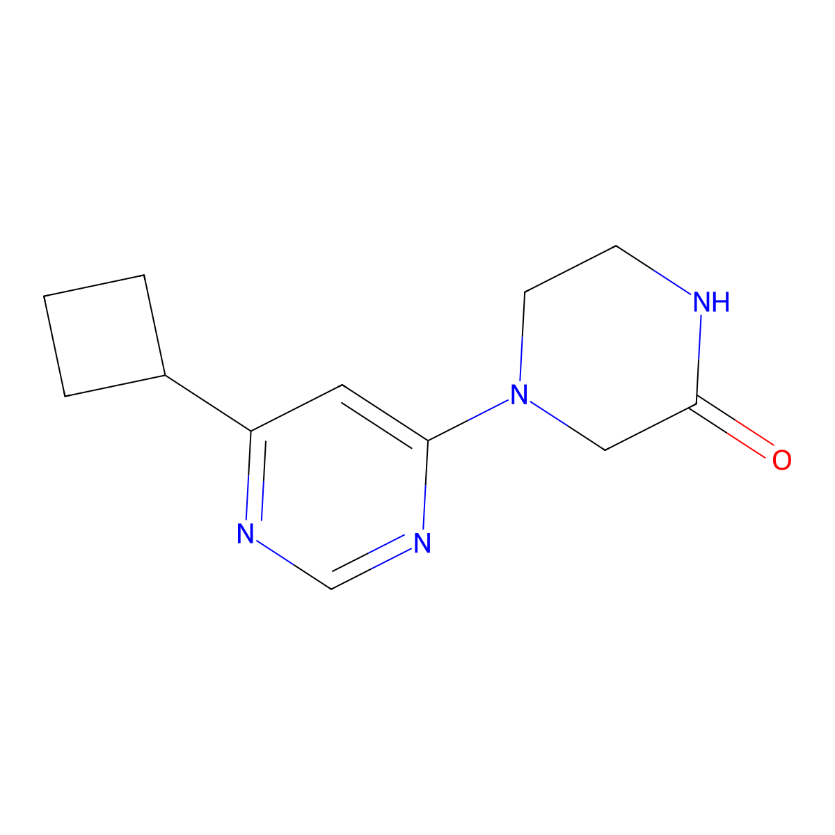 4-(6-Cyclobutylpyrimidin-4-yl)piperazin-2-one molecular structure, CAS 2098017-84-4