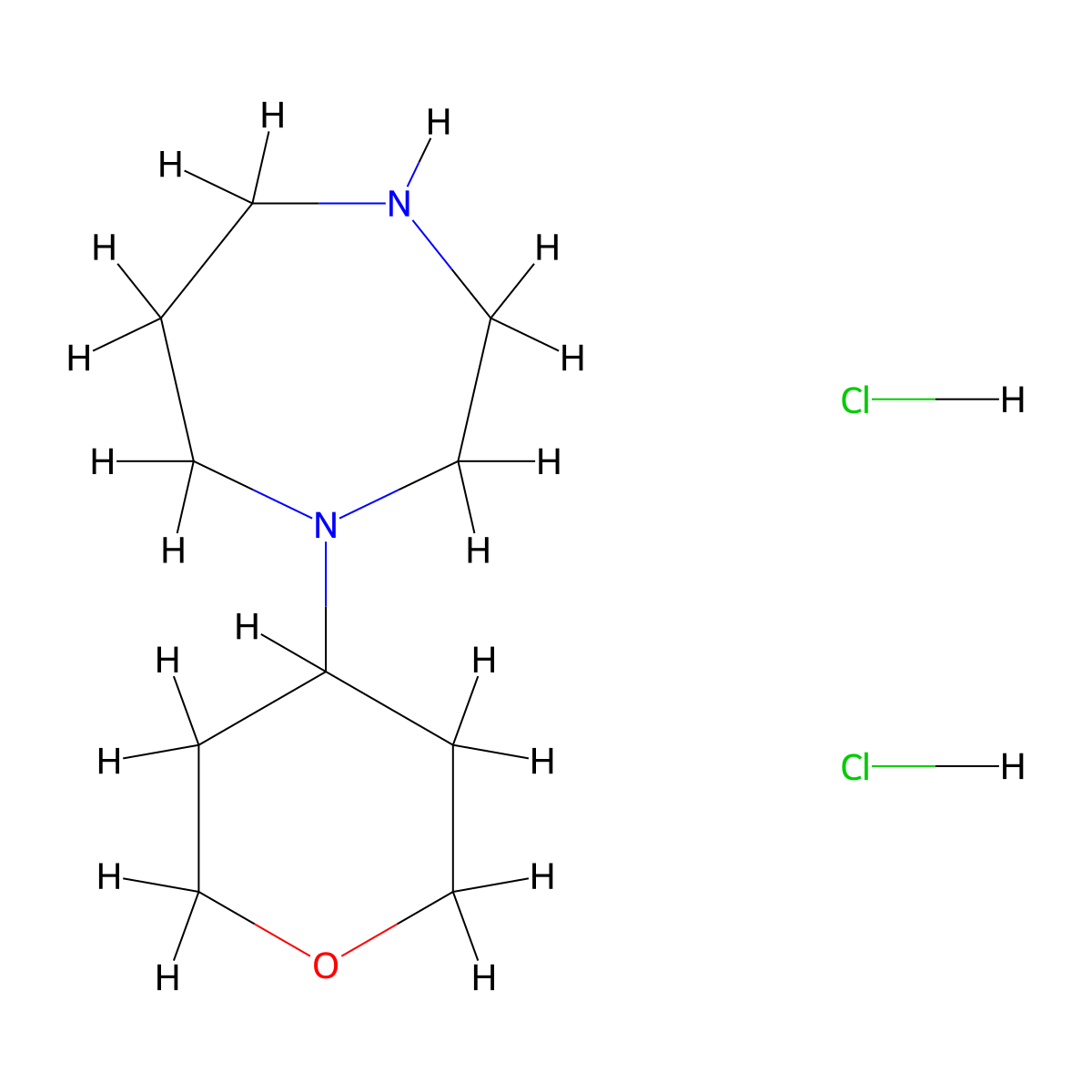 1-(tetrahydro-2H-pyran-4-yl)-1,4-diazepane dihydrochloride molecular structure, CAS 2098018-34-7