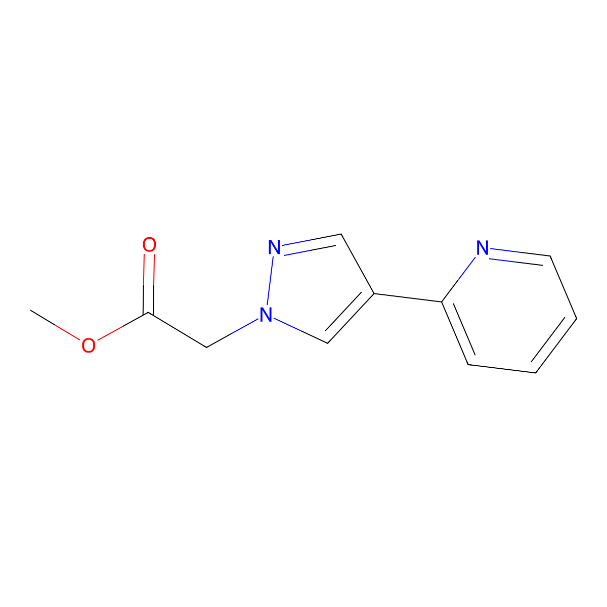 methyl 2-(4-(pyridin-2-yl)-1H-pyrazol-1-yl)acetate molecular structure, CAS 2098018-48-3