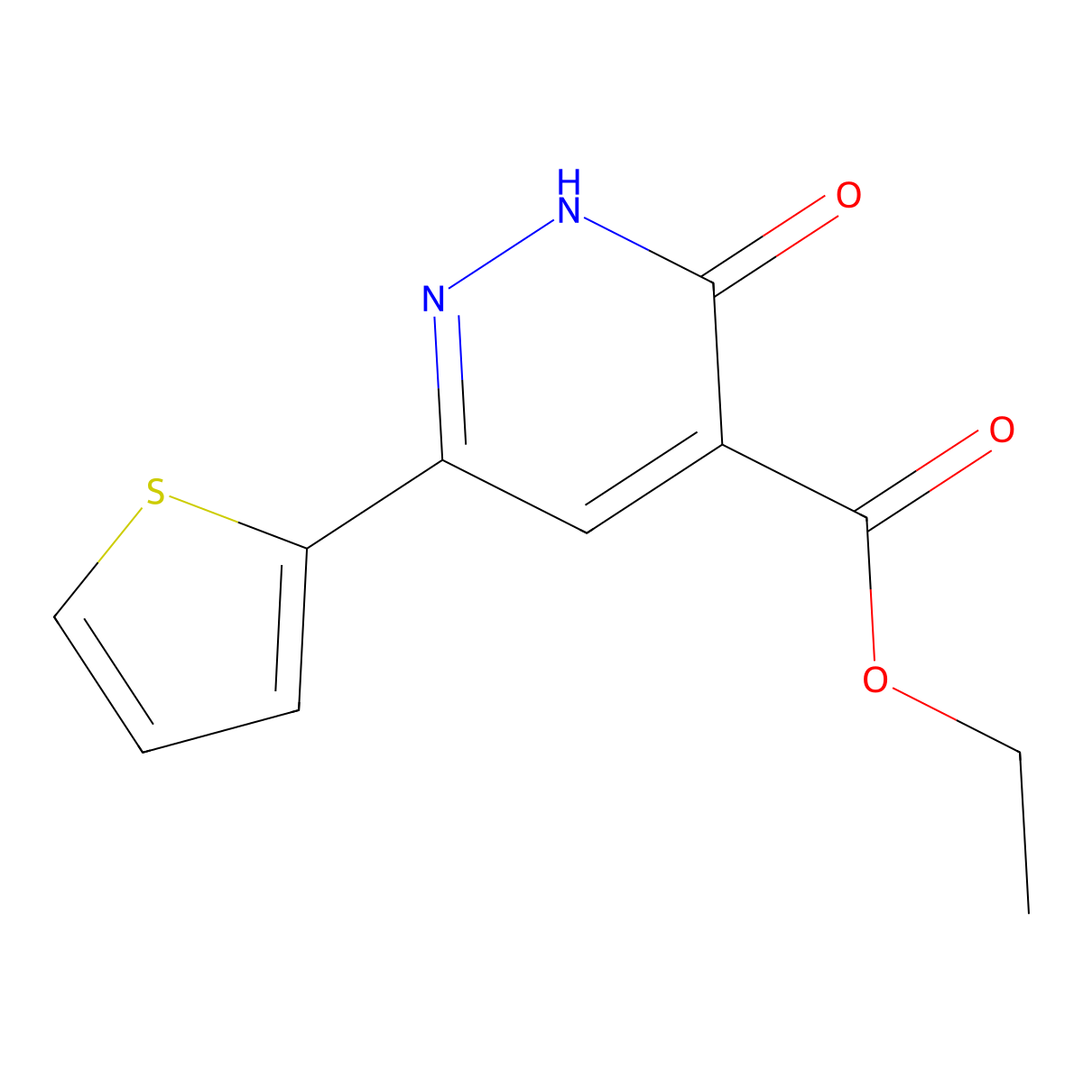 Ethyl 3-oxo-6-(thiophen-2-yl)-2,3-dihydropyridazine-4-carboxylate molecular structure, CAS 2098018-80-3