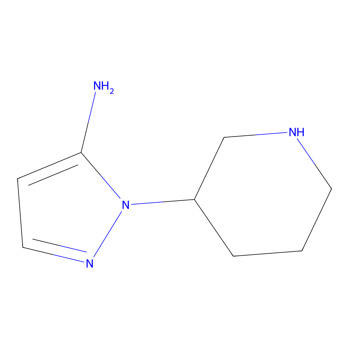 1-(piperidin-3-yl)-1H-pyrazol-5-amine molecular structure, CAS 2098019-23-7