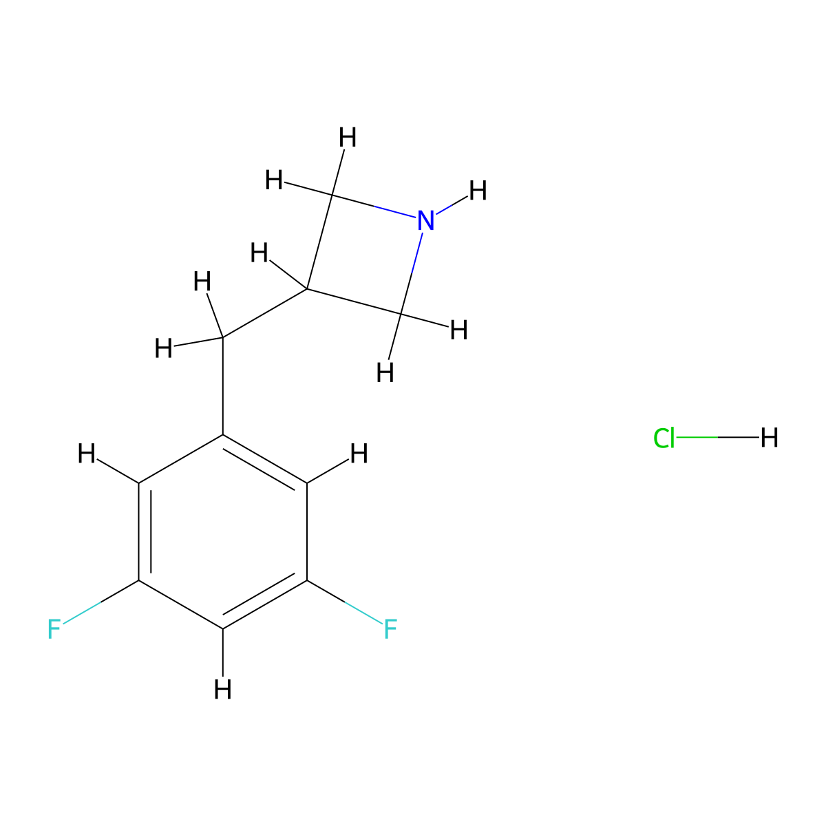 3-[(3,5-Difluorophenyl)methyl]azetidine hydrochloride molecular structure, CAS 2098019-29-3