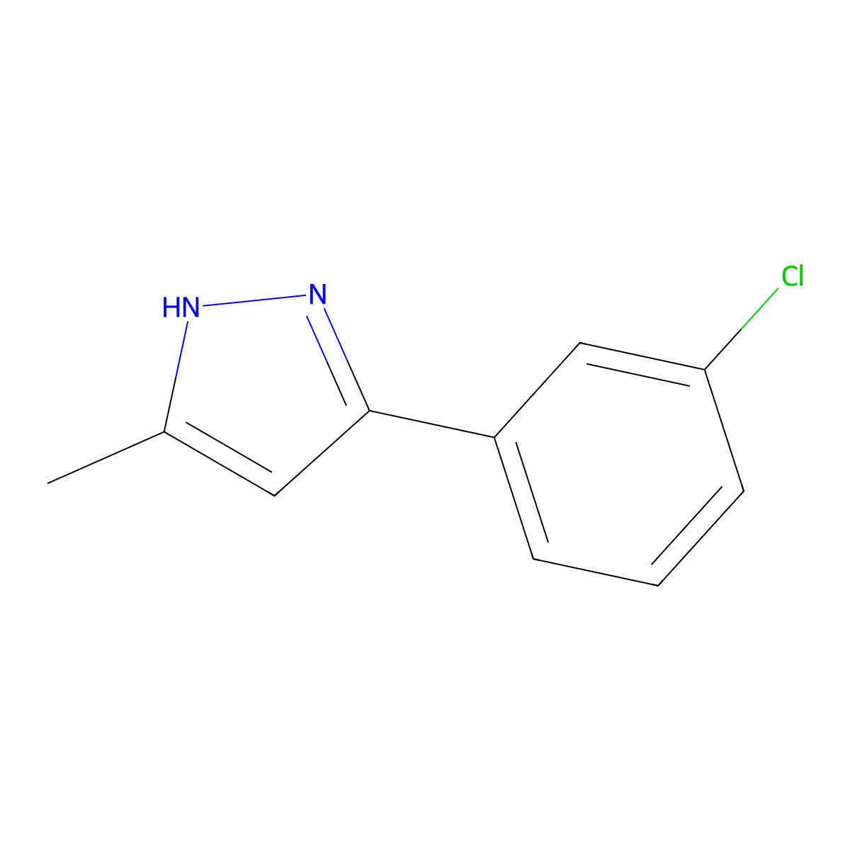 3-(3-chlorophenyl)-5-methyl-1H-pyrazole molecular structure, CAS 209802-21-1