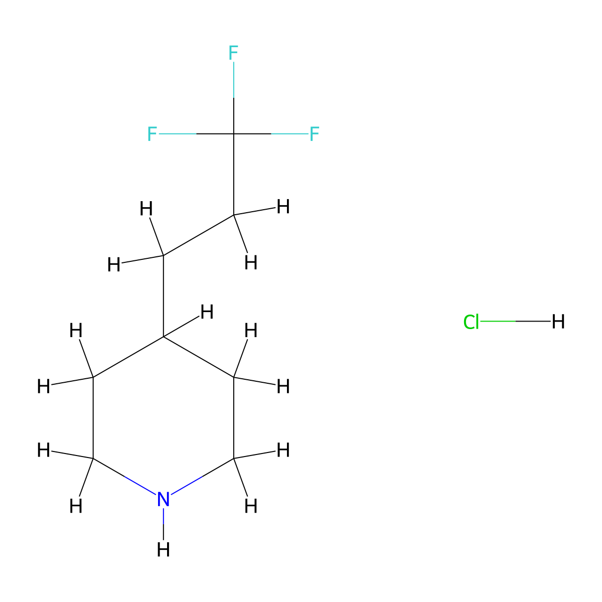 4-(3,3,3-Trifluoropropyl)piperidine hydrochloride molecular structure, CAS 2098020-18-7