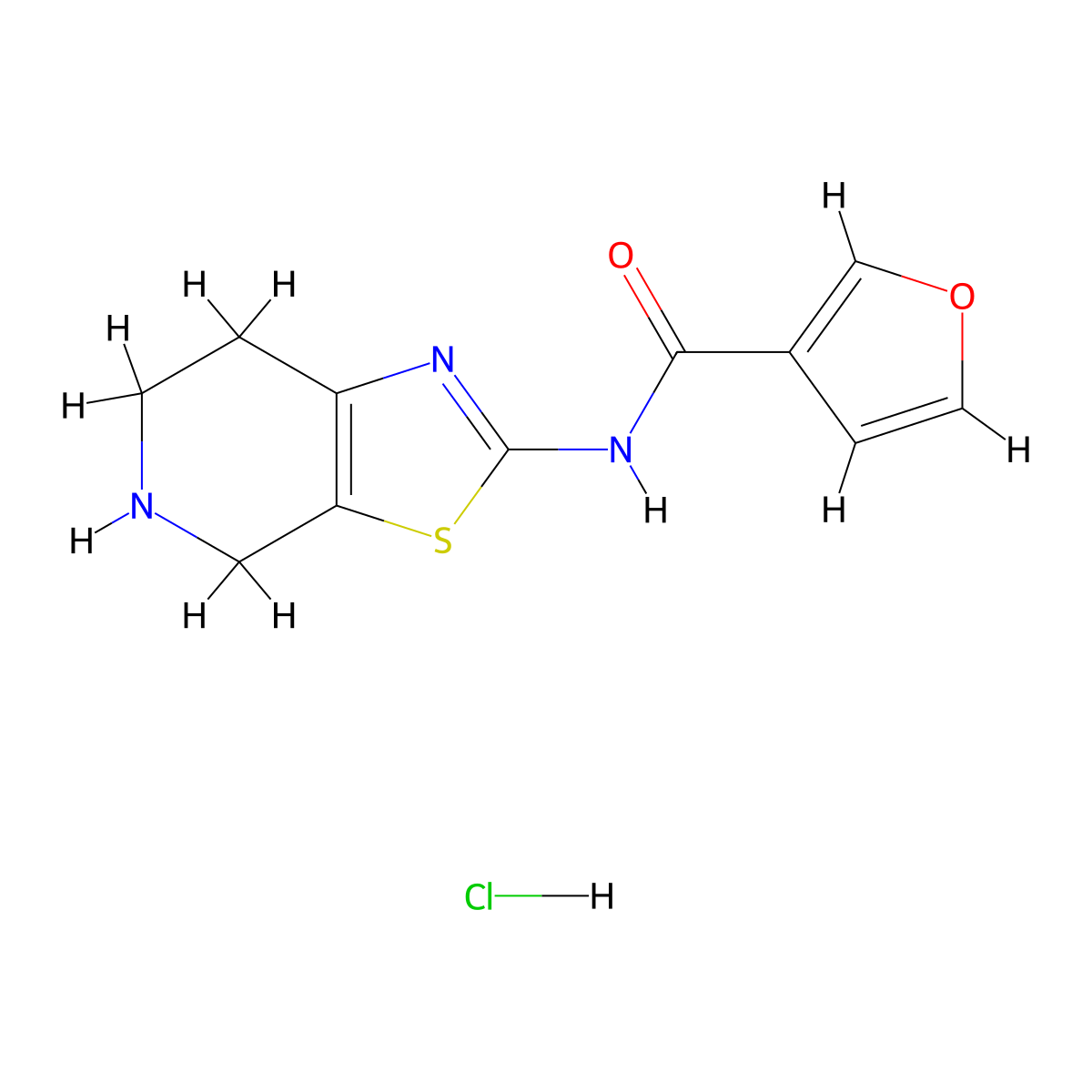 N-(4,5,6,7-tetrahydro[1,3]thiazolo[5,4-c]pyridin-2-yl)-3-furamide hydrochloride molecular structure, CAS 2098021-26-0