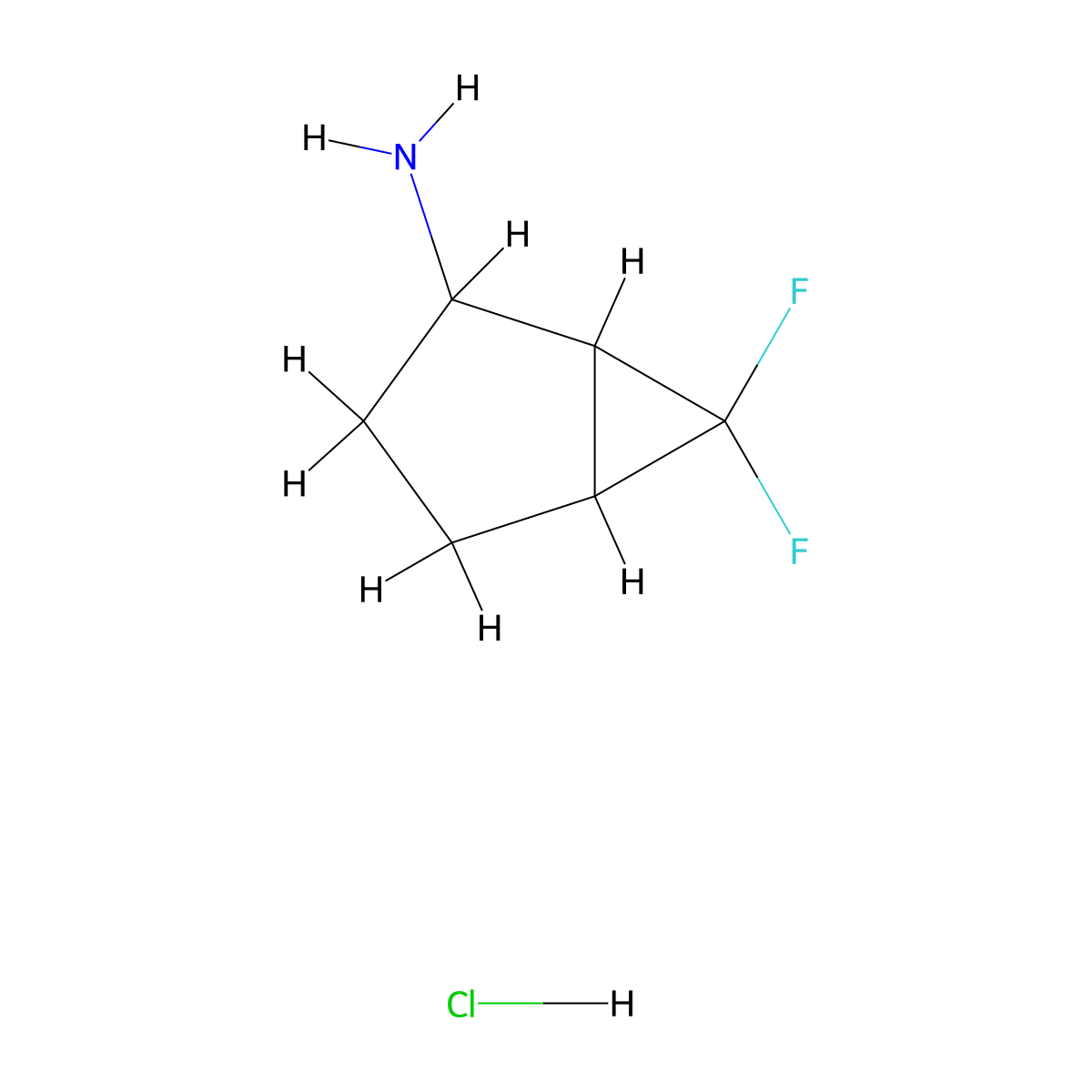 6,6-Difluorobicyclo(3.1.0)hexan-2-amine hydrochloride molecular structure, CAS 2098022-37-6