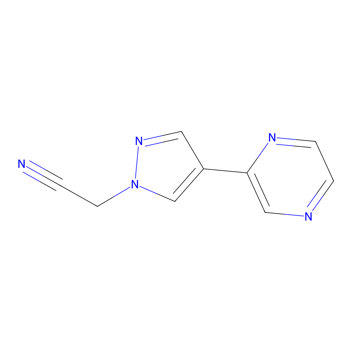 2-(4-(pyrazin-2-yl)-1H-pyrazol-1-yl)acetonitrile molecular structure, CAS 2098022-55-8