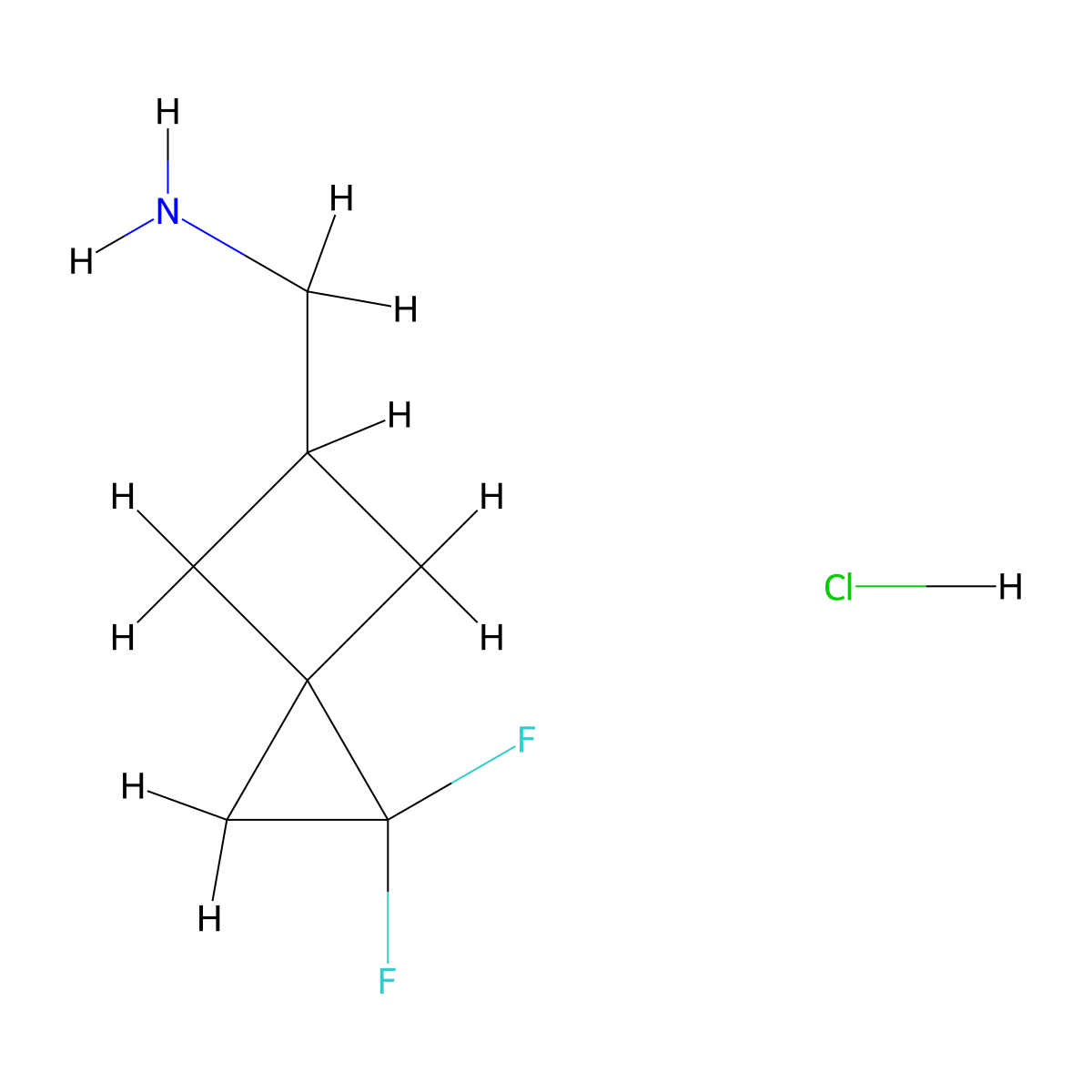 (1,1-Difluorospiro(2.3)hexan-5-yl)methanamine hydrochloride molecular structure, CAS 2098022-90-1