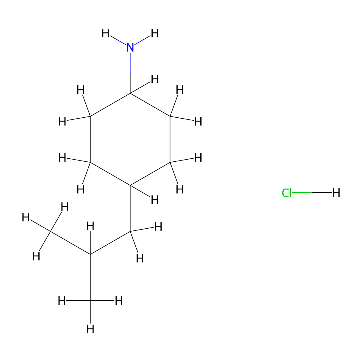 4-(2-Methylpropyl)cyclohexan-1-amine hydrochloride molecular structure, CAS 2098022-99-0