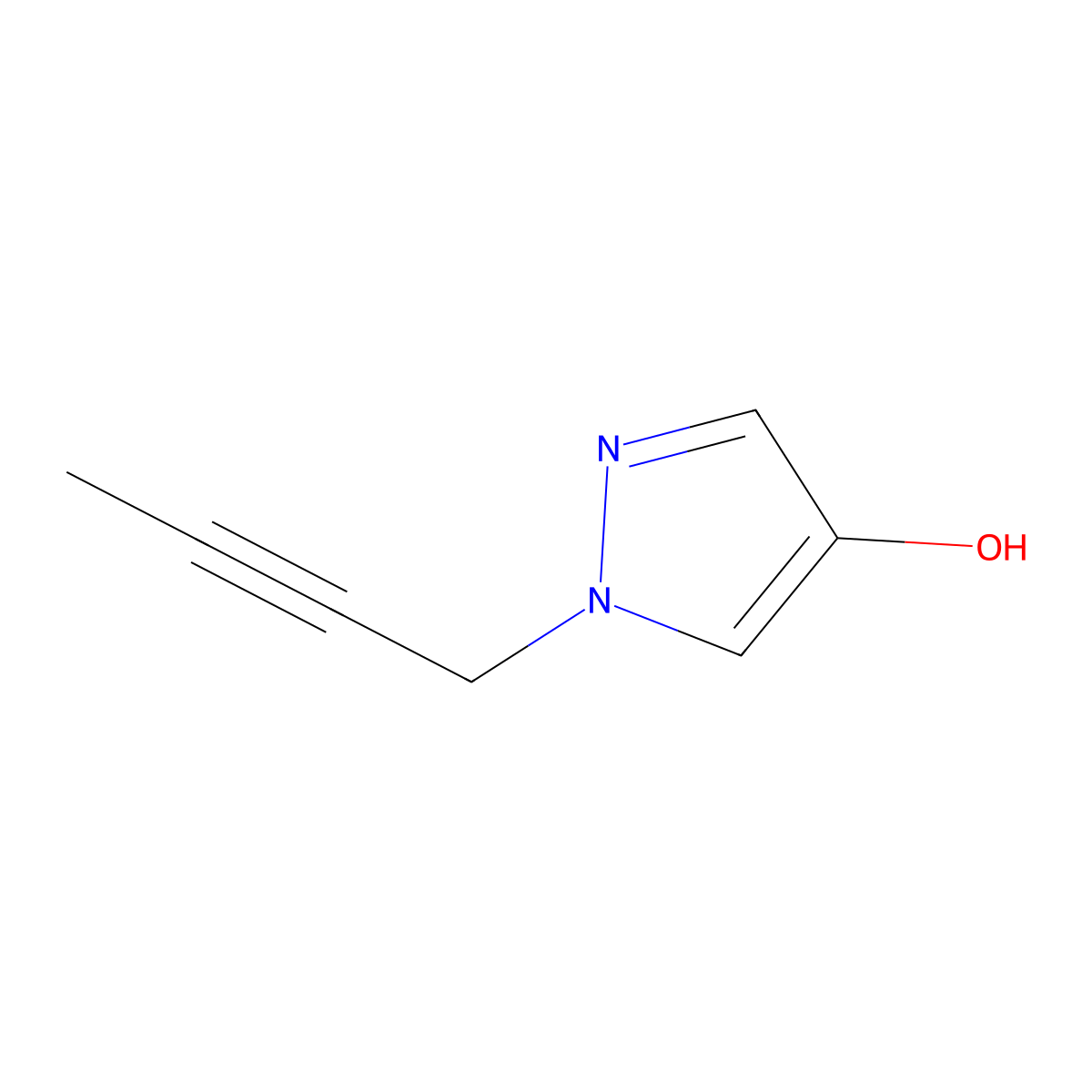 1-(but-2-yn-1-yl)-1H-pyrazol-4-ol molecular structure, CAS 2098023-00-6