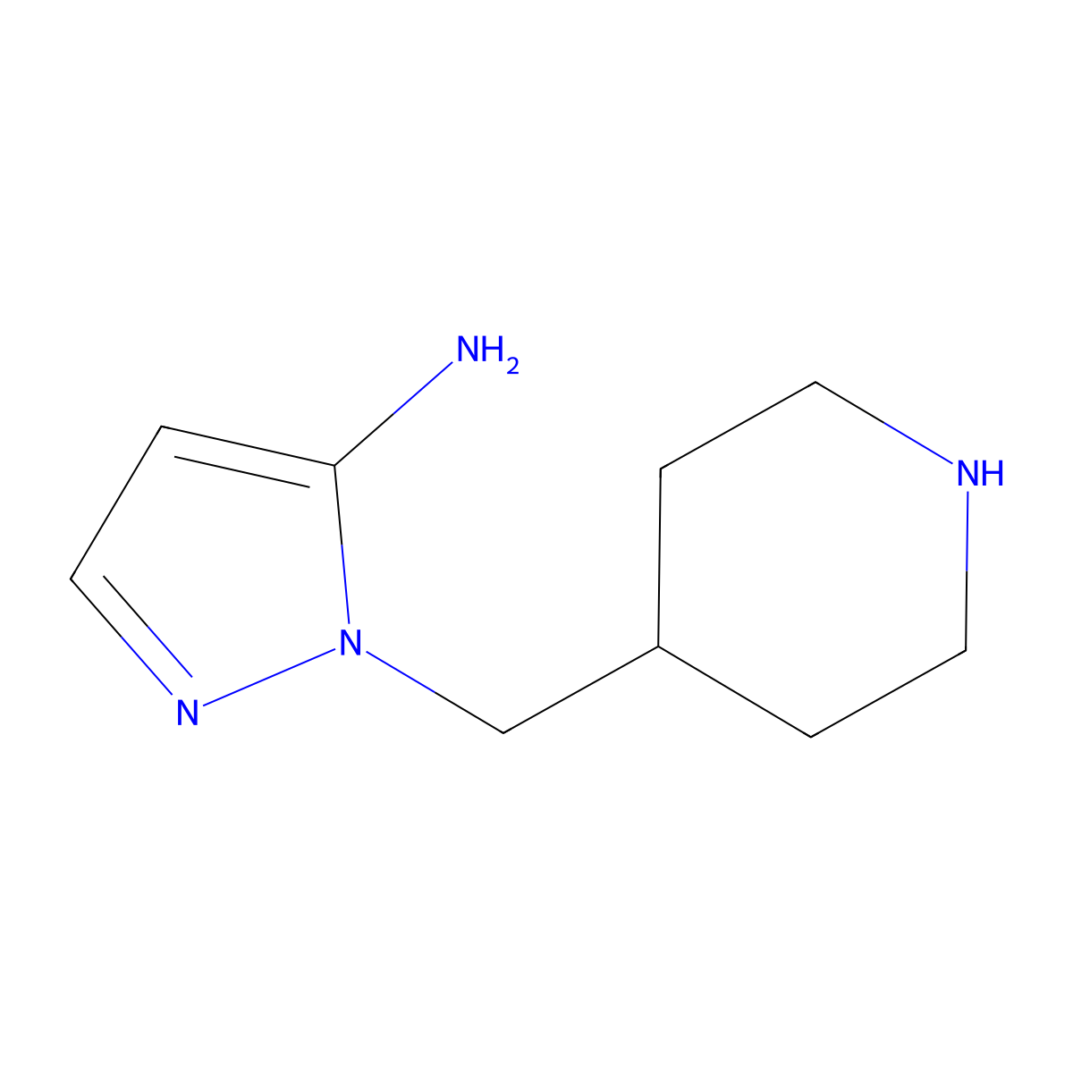 1-(piperidin-4-ylmethyl)-1H-pyrazol-5-amine molecular structure, CAS 2098023-01-7