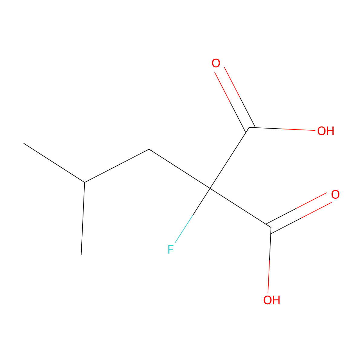 2-Fluoro-2-(2-methylpropyl)propanedioic acid molecular structure, CAS 2098024-03-2