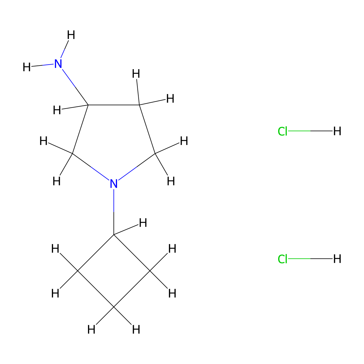 1-Cyclobutylpyrrolidin-3-amine dihydrochloride molecular structure, CAS 2098025-84-2