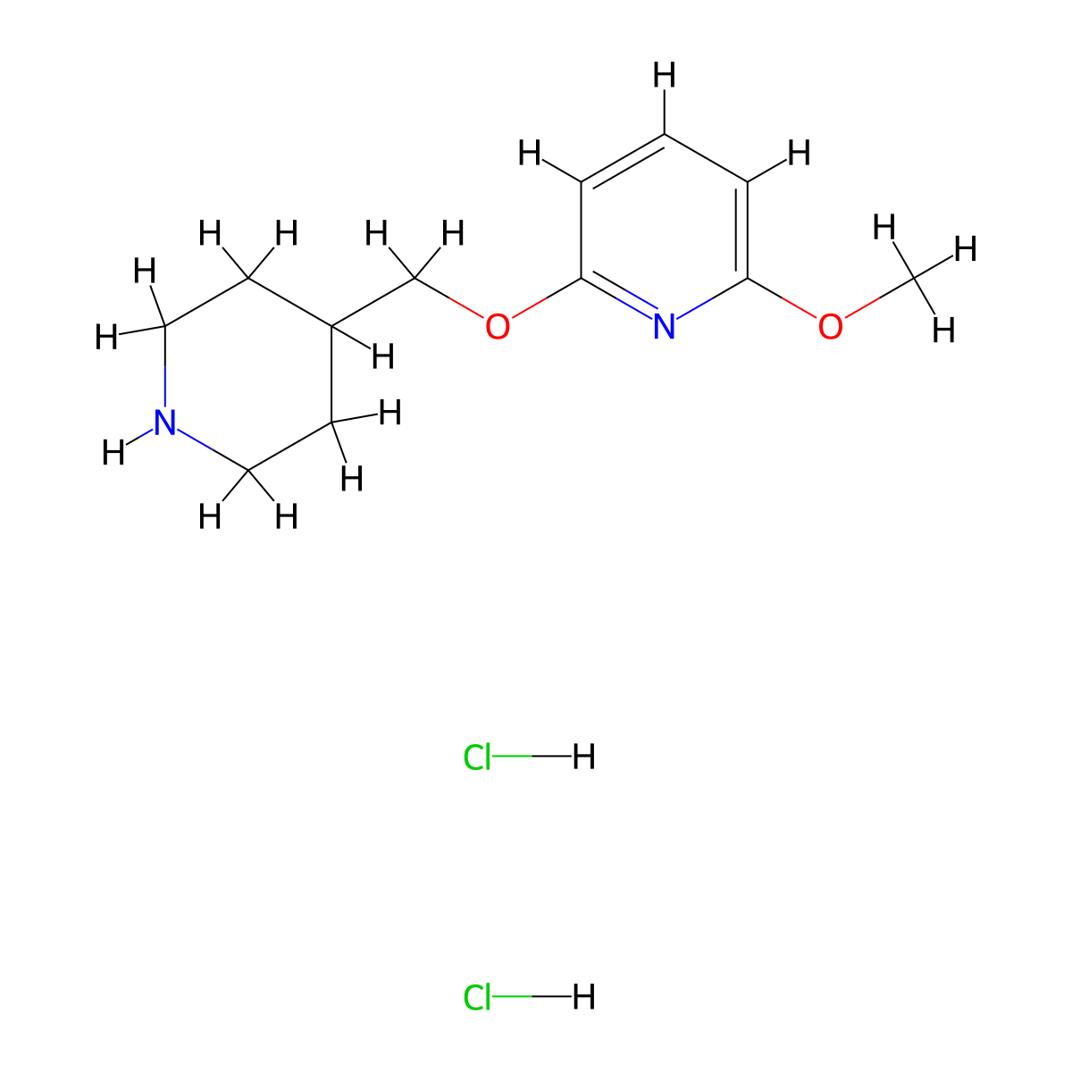 2-Methoxy-6-[(piperidin-4-yl)methoxy]pyridine dihydrochloride molecular structure, CAS 2098029-23-1