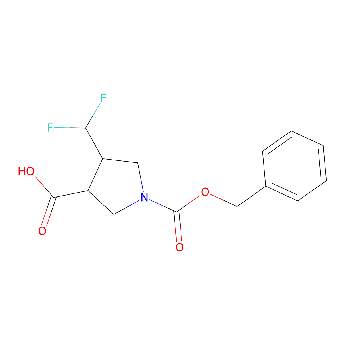 1-[(Benzyloxy)carbonyl]-4-(difluoromethyl)pyrrolidine-3-carboxylic acid molecular structure, CAS 2098029-30-0
