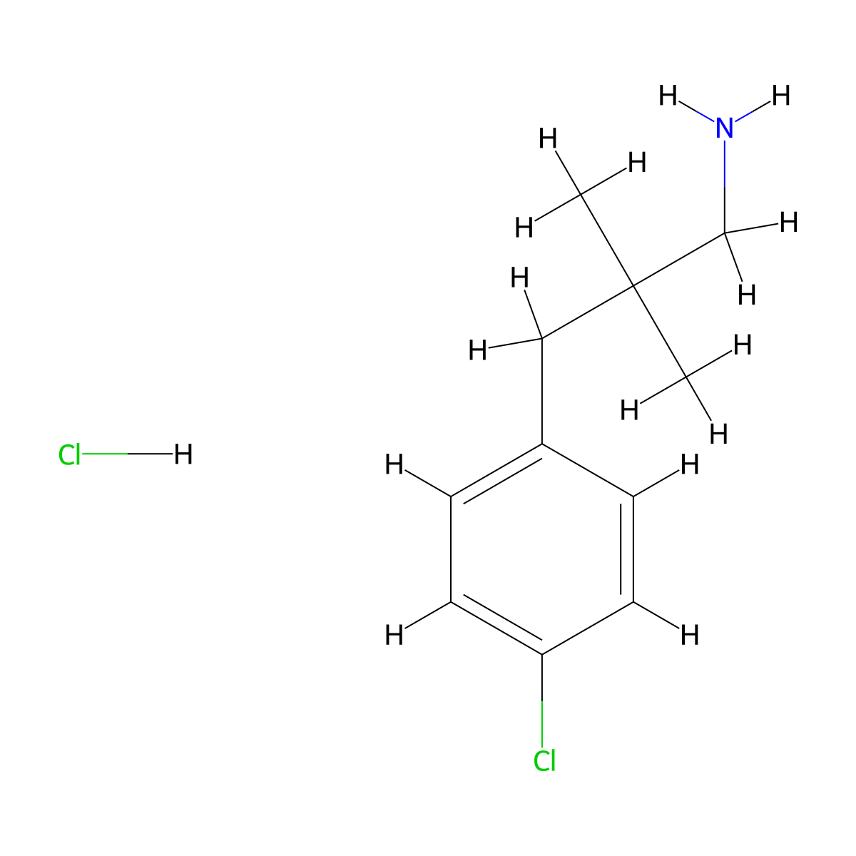 3-(4-Chlorophenyl)-2,2-dimethylpropan-1-amine hydrochloride molecular structure, CAS 2098031-36-6