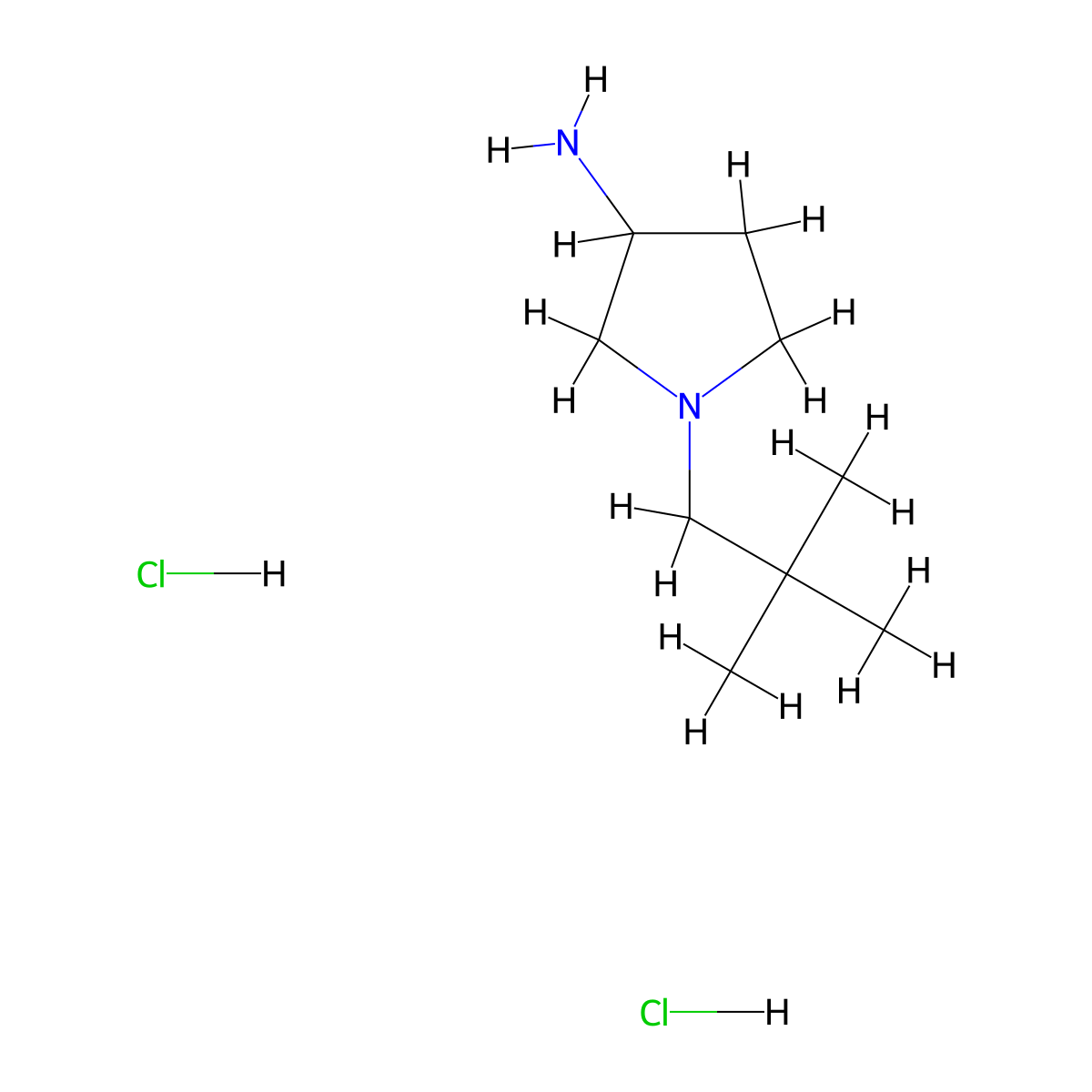 1-Neopentylpyrrolidin-3-amine dihydrochloride molecular structure, CAS 2098031-39-9