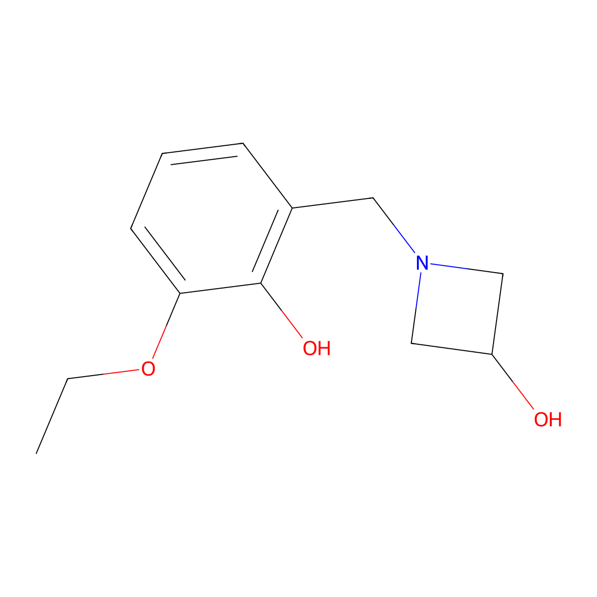1-(3-Ethoxy-2-hydroxybenzyl)azetidin-3-ol molecular structure, CAS 2098031-43-5