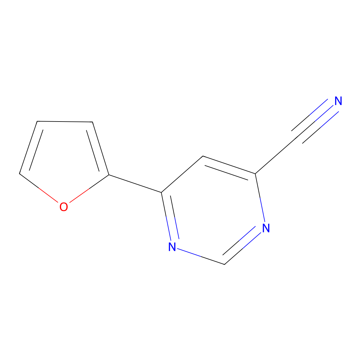 6-(Furan-2-yl)pyrimidine-4-carbonitrile molecular structure, CAS 2098031-85-5