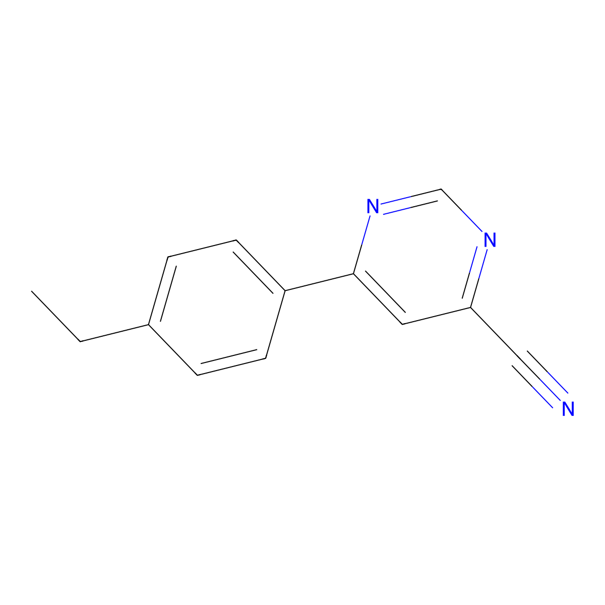 6-(4-Ethylphenyl)pyrimidine-4-carbonitrile molecular structure, CAS 2098032-21-2