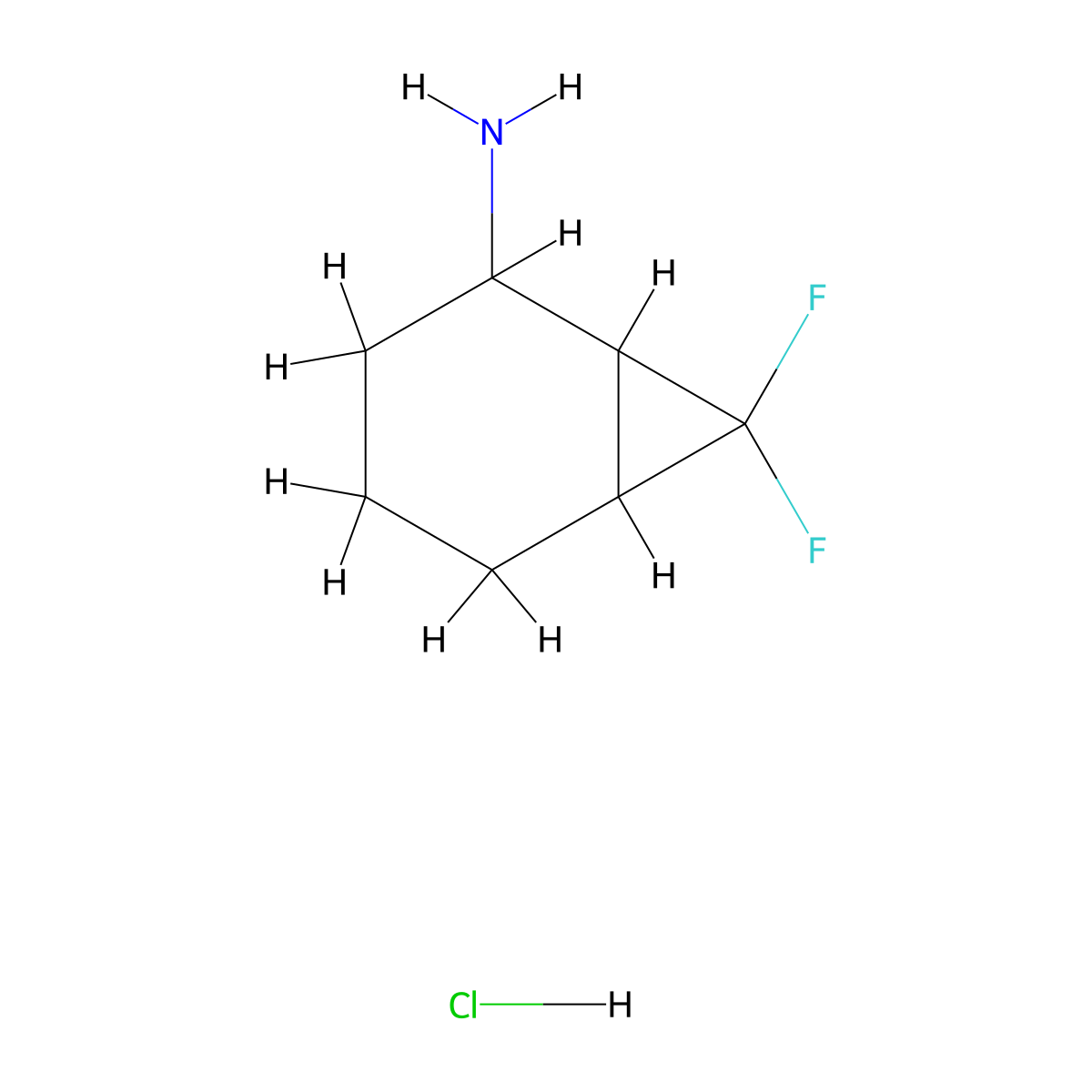 7,7-Difluorobicyclo[4.1.0]heptan-2-amine hydrochloride molecular structure, CAS 2098032-63-2