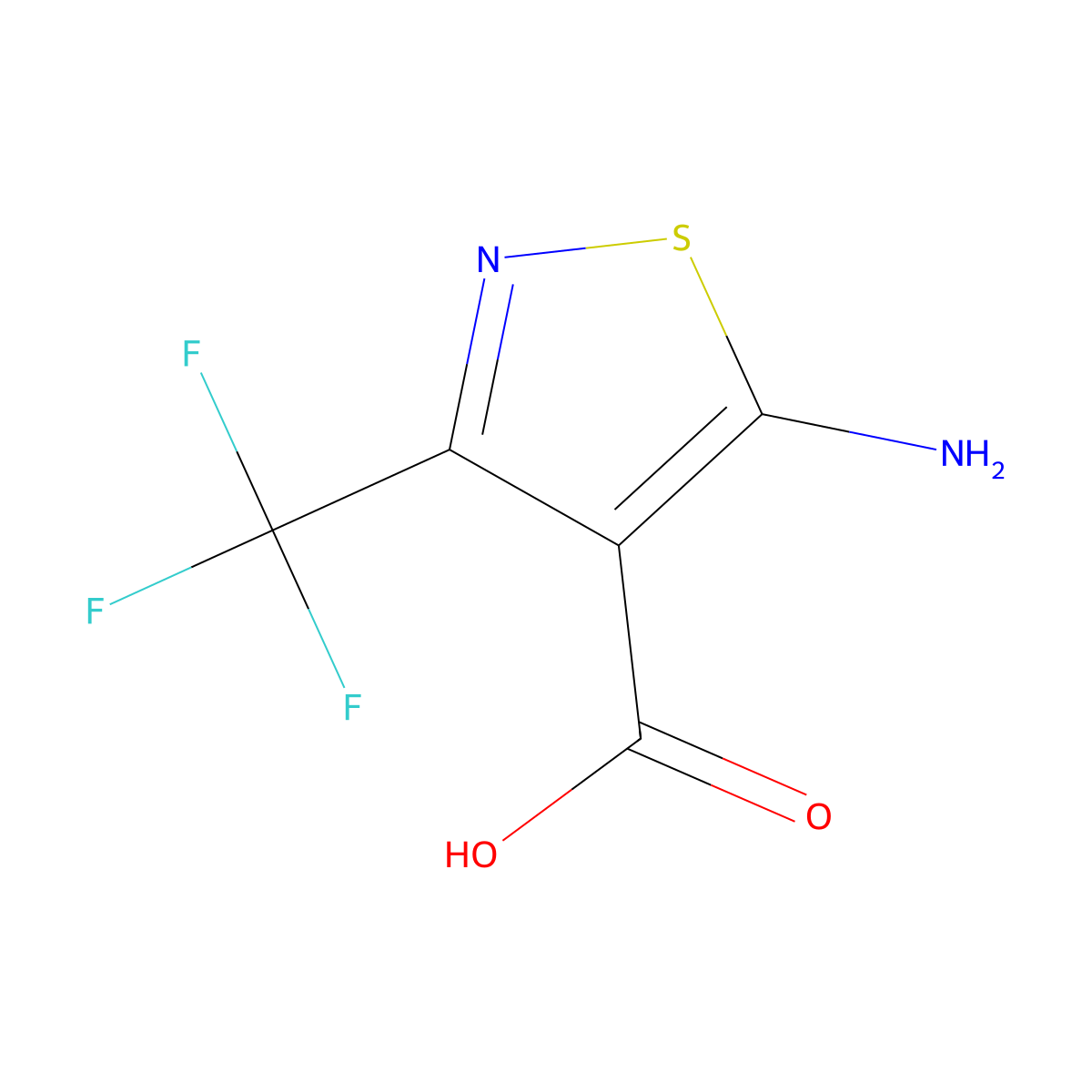 5-Amino-3-(trifluoromethyl)-1,2-thiazole-4-carboxylic acid molecular structure, CAS 2098032-95-0