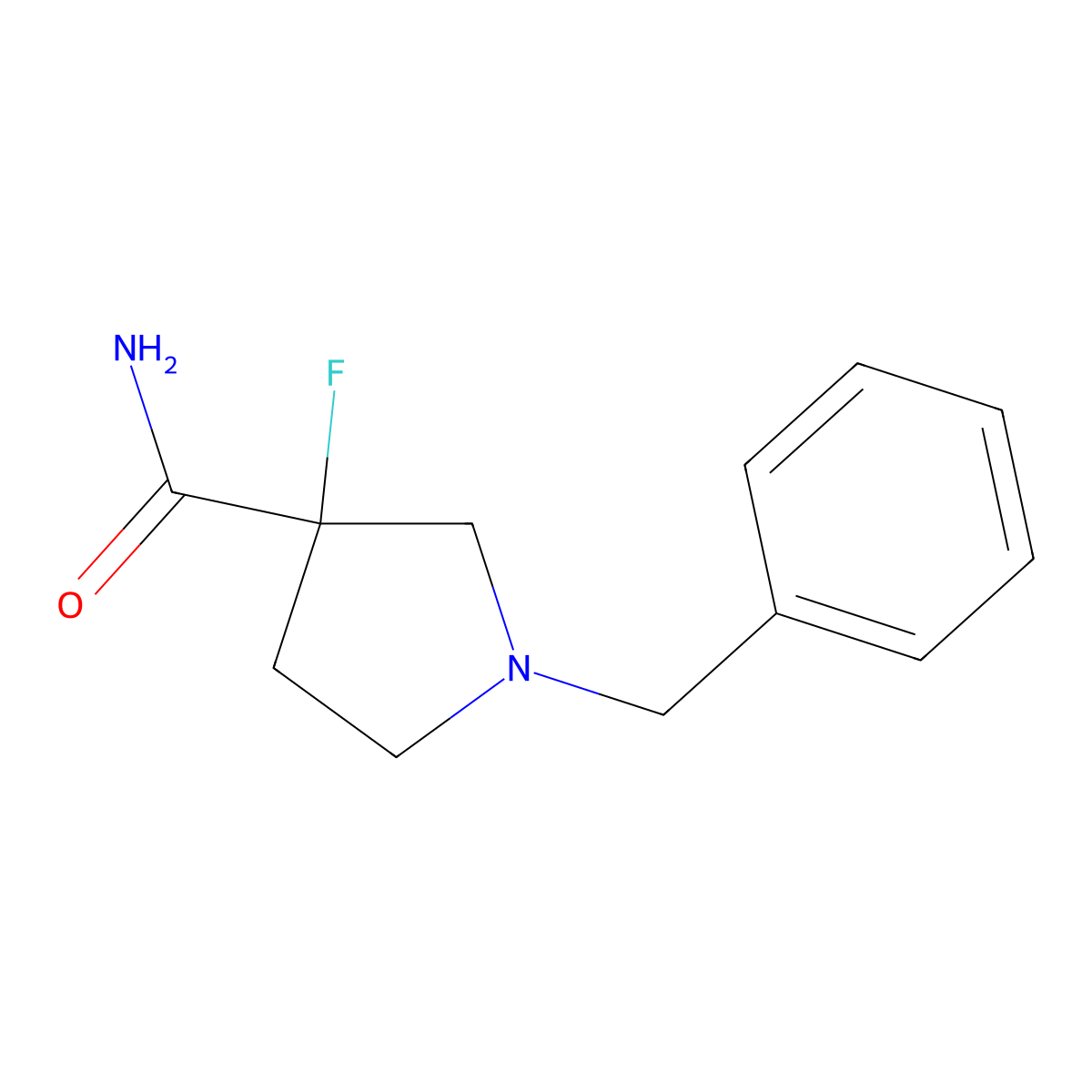 1-Benzyl-3-fluoropyrrolidine-3-carboxamide molecular structure, CAS 2098033-08-8