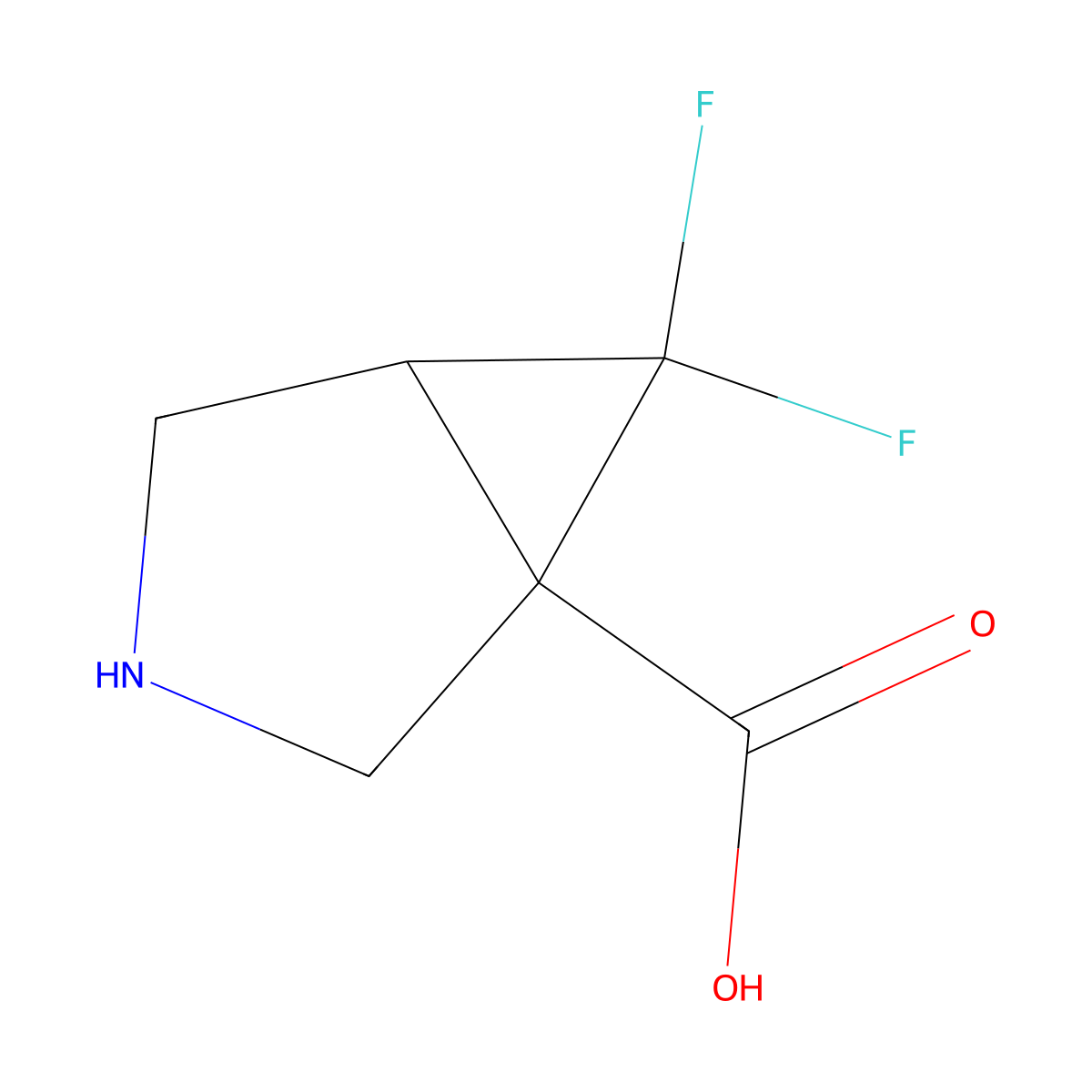 6,6-Difluoro-3-azabicyclo[3.1.0]hexane-1-carboxylic acid molecular structure, CAS 2098033-11-3