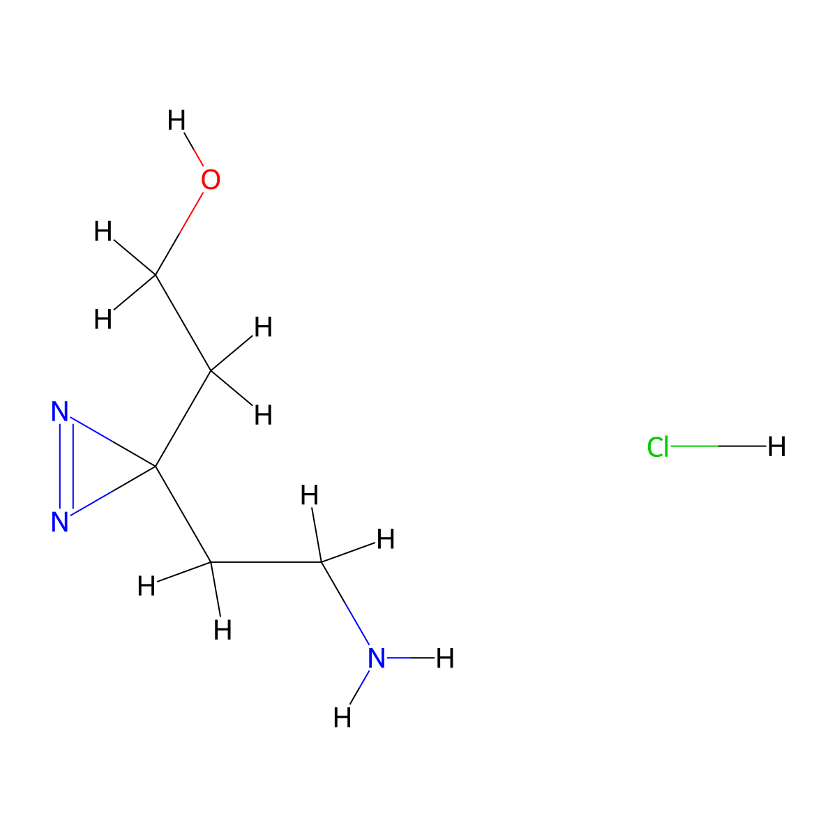 2-[3-(2-aminoethyl)-3H-diazirin-3-yl]ethan-1-ol hydrochloride molecular structure, CAS 2098034-58-1
