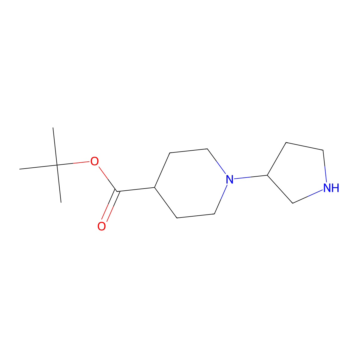 Tert-butyl 1-(pyrrolidin-3-yl)piperidine-4-carboxylate molecular structure, CAS 2098034-88-7