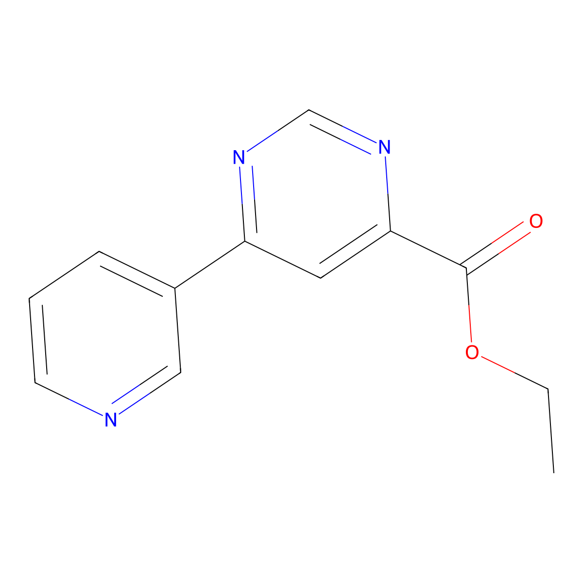 Ethyl 6-(pyridin-3-yl)pyrimidine-4-carboxylate molecular structure, CAS 2098038-23-2