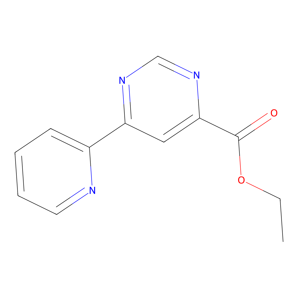 Ethyl 6-(pyridin-2-yl)pyrimidine-4-carboxylate molecular structure, CAS 2098038-29-8