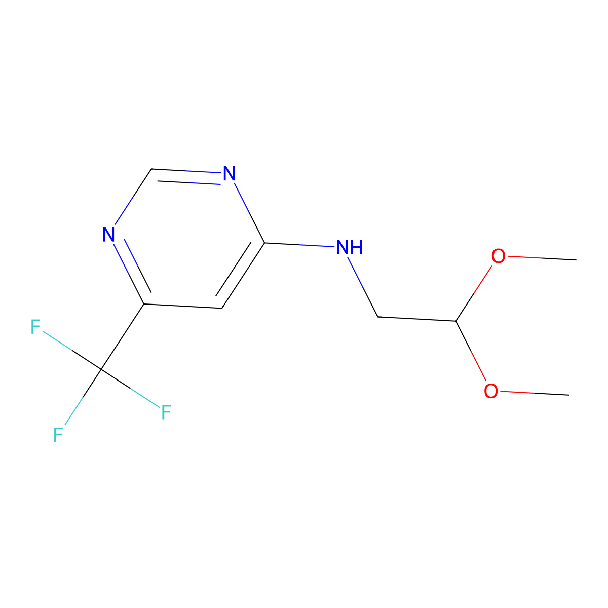 N-(2,2-dimethoxyethyl)-6-(trifluoromethyl)pyrimidin-4-amine molecular structure, CAS 2098041-63-3