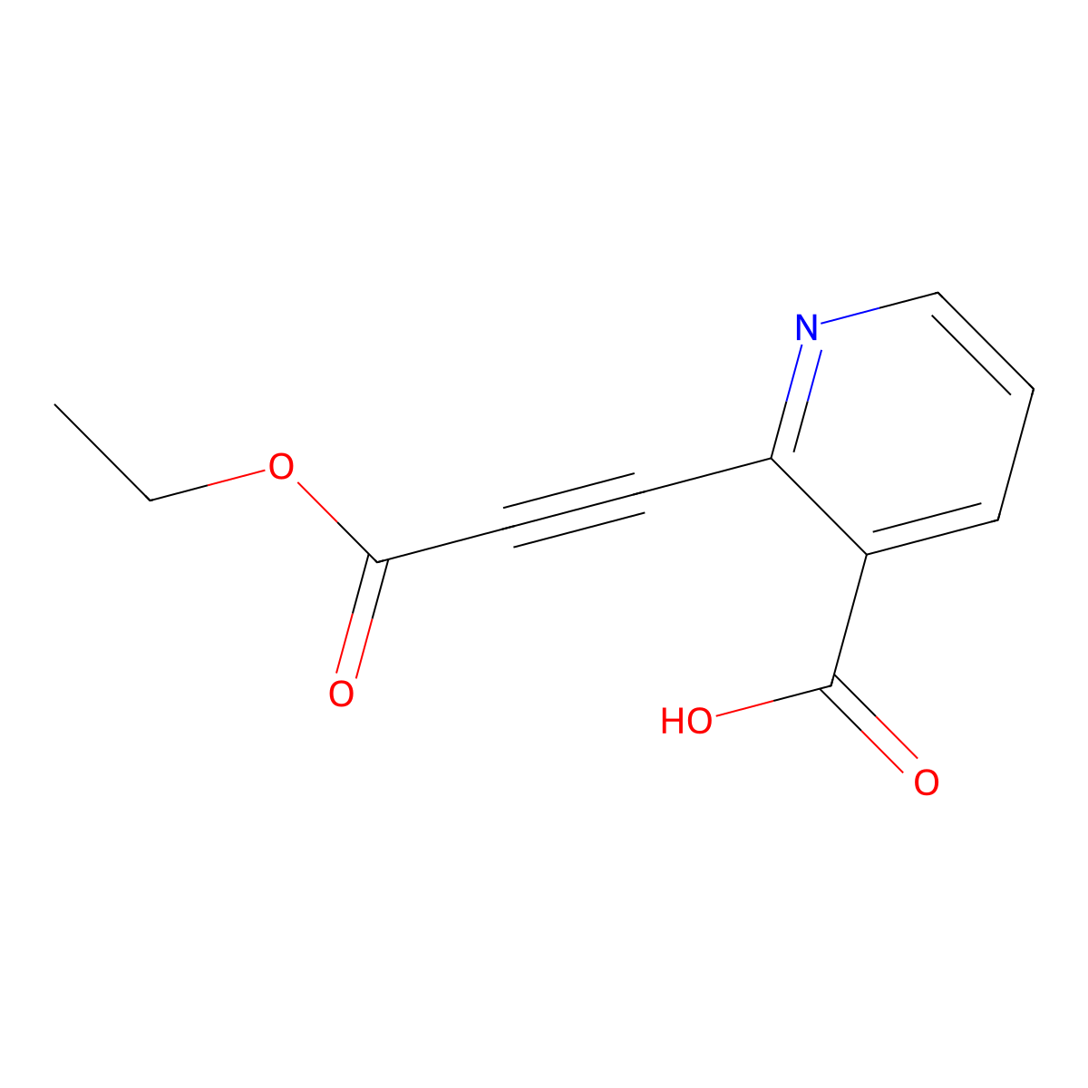 2-(3-Ethoxy-3-oxo-1-propyn-1-yl)-3-pyridinecarboxylic acid molecular structure, CAS 2098042-30-7