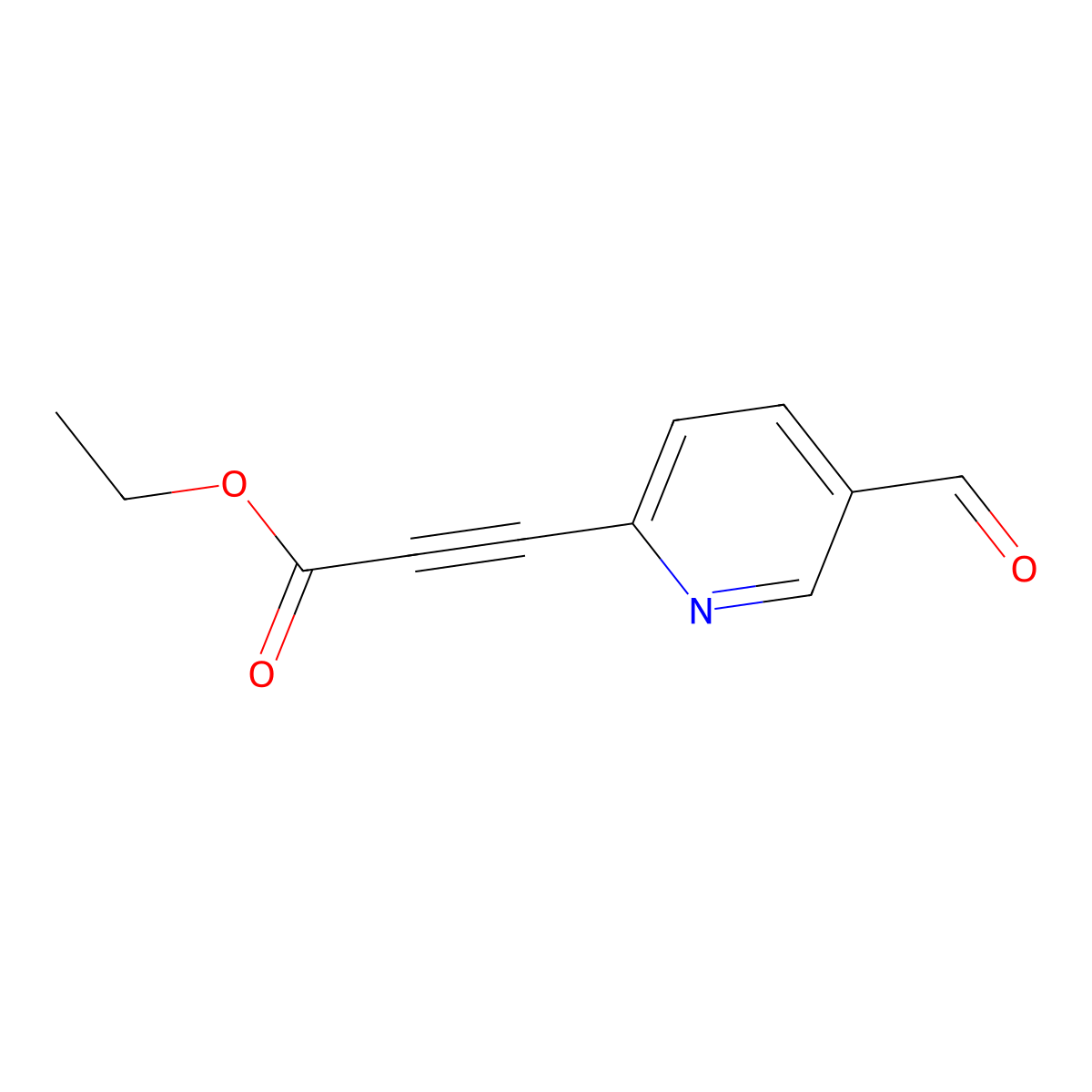 Ethyl 3-(5-formyl-2-pyridinyl)-2-propynoate molecular structure, CAS 2098042-34-1