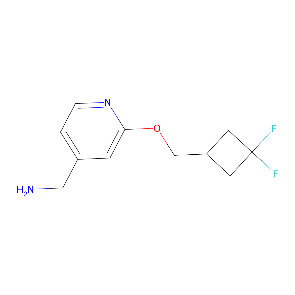 (2-((3,3-Difluorocyclobutyl)methoxy)pyridin-4-yl)methanamine molecular structure, CAS 2098043-37-7