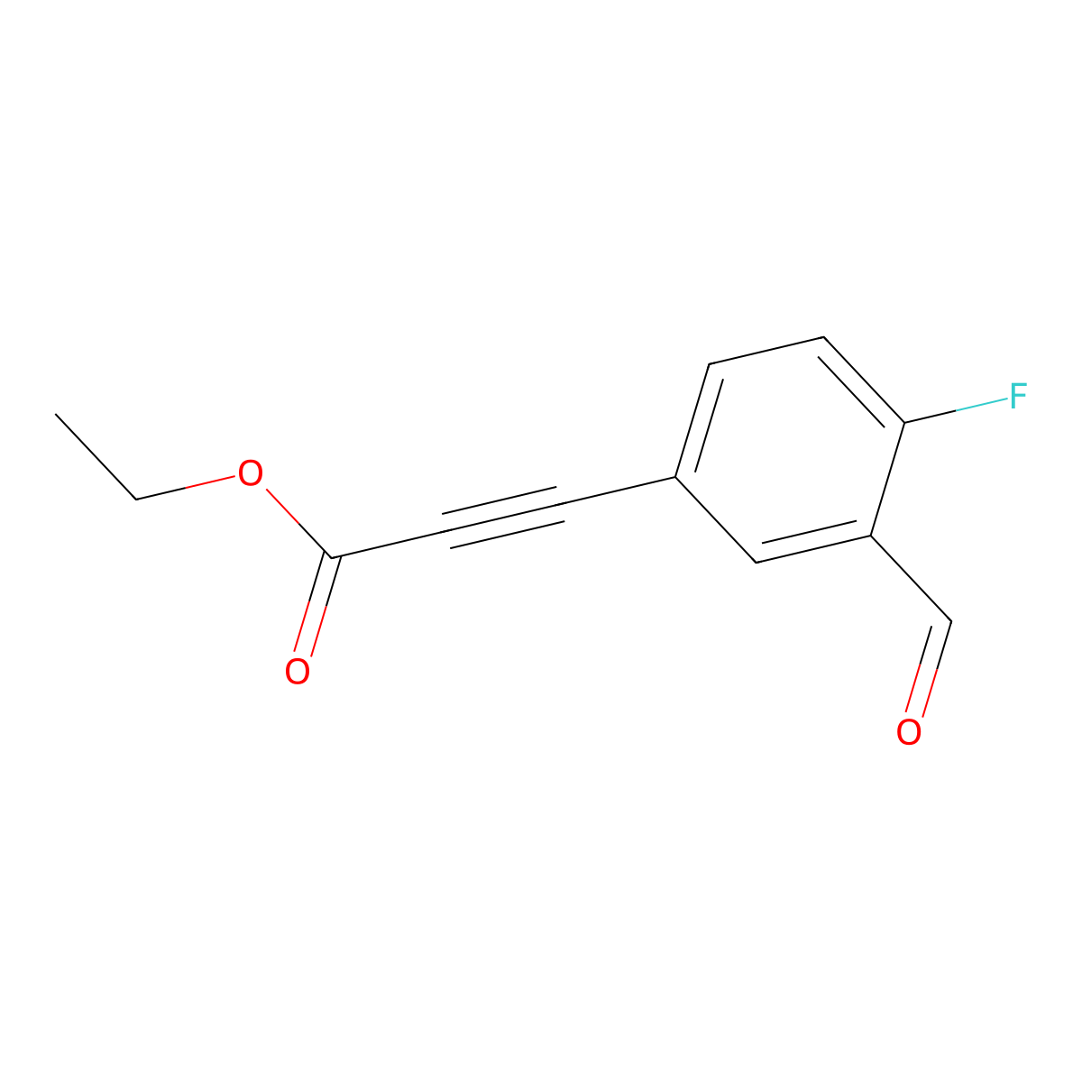 Ethyl 3-(4-fluoro-3-formylphenyl)-2-propynoate molecular structure, CAS 2098045-18-0
