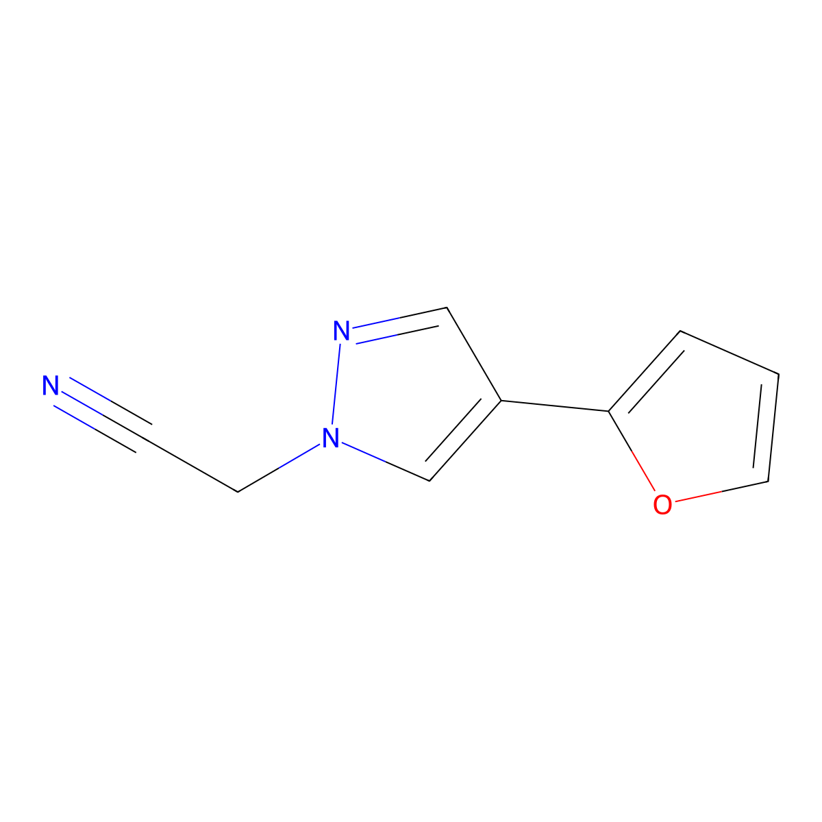 2-(4-(furan-2-yl)-1H-pyrazol-1-yl)acetonitrile molecular structure, CAS 2098046-78-5