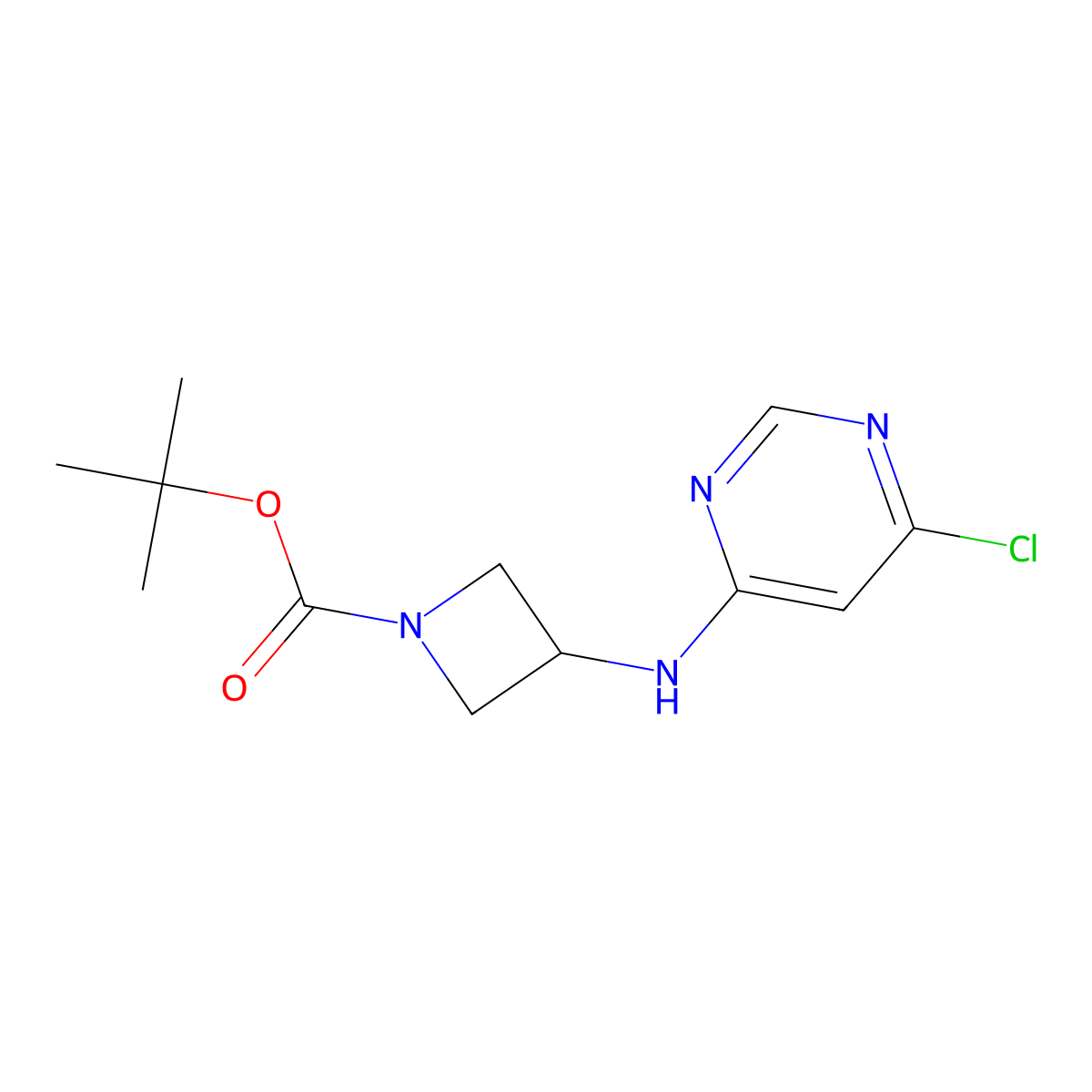 Tert-butyl 3-[(6-chloropyrimidin-4-yl)amino]azetidine-1-carboxylate molecular structure, CAS 2098047-30-2
